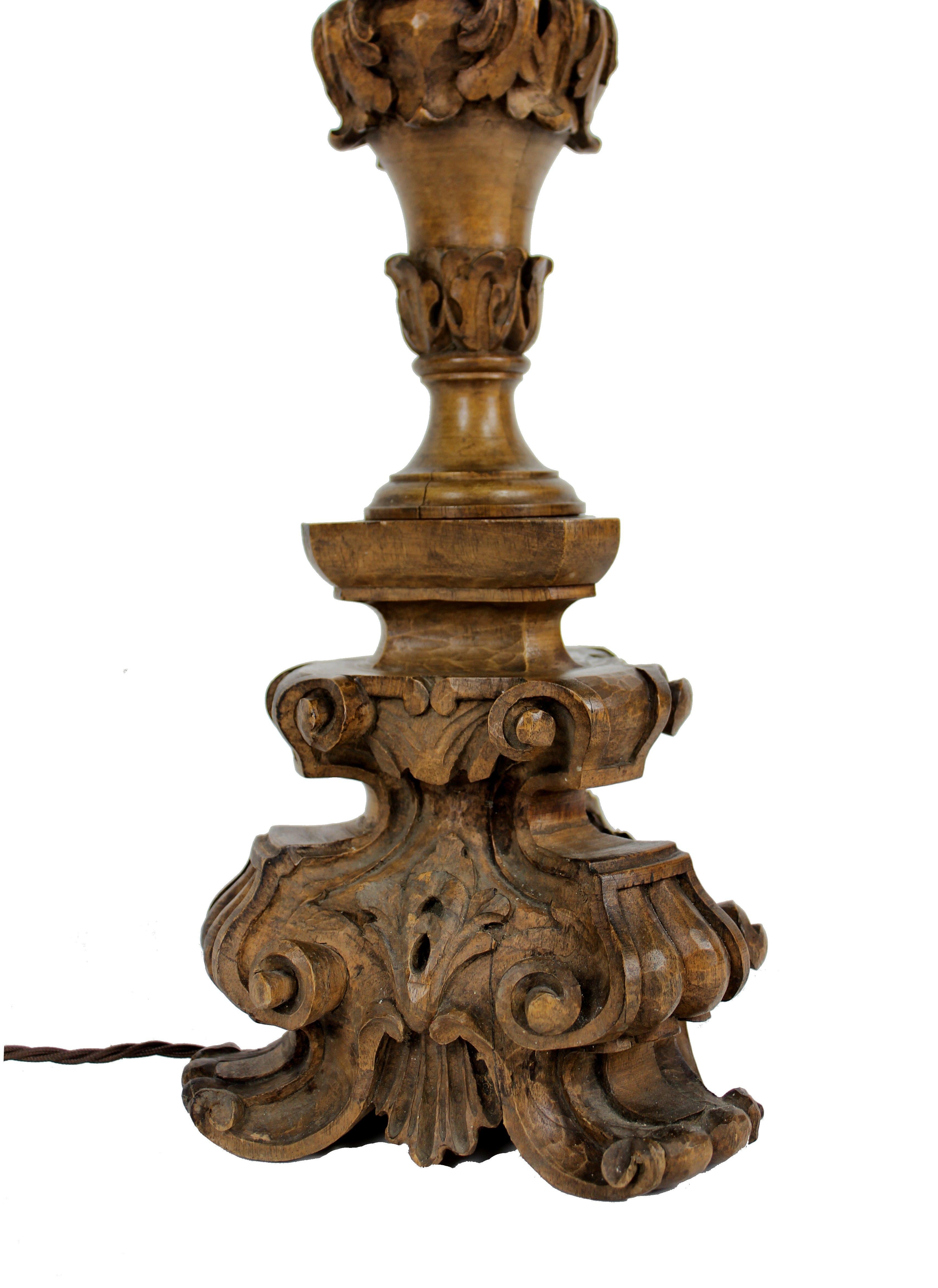 Carved 18th Century Walnut Lamp 2