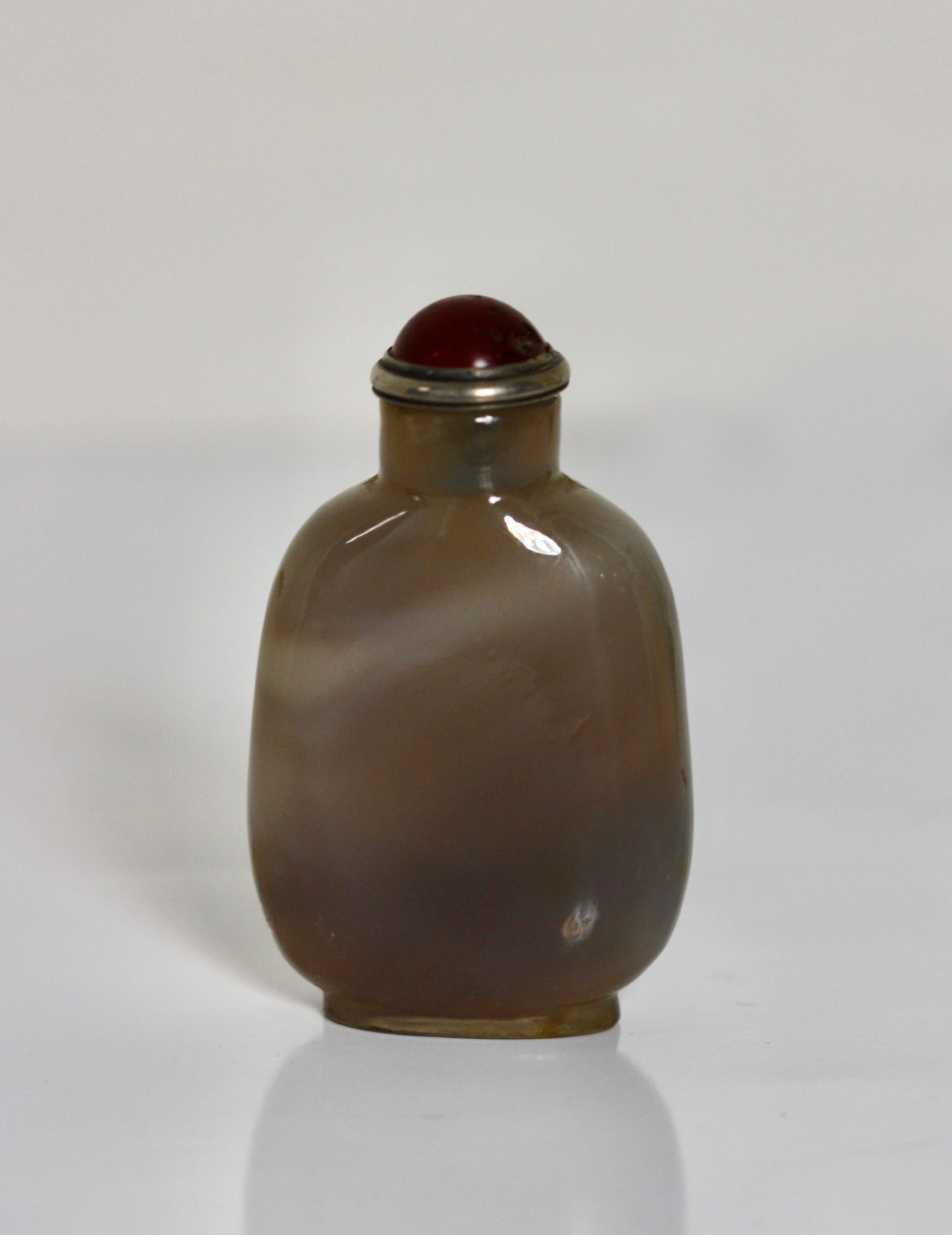 19th Century Carved Agate Snuff Bottle Chinese, Qing Dynasty For Sale