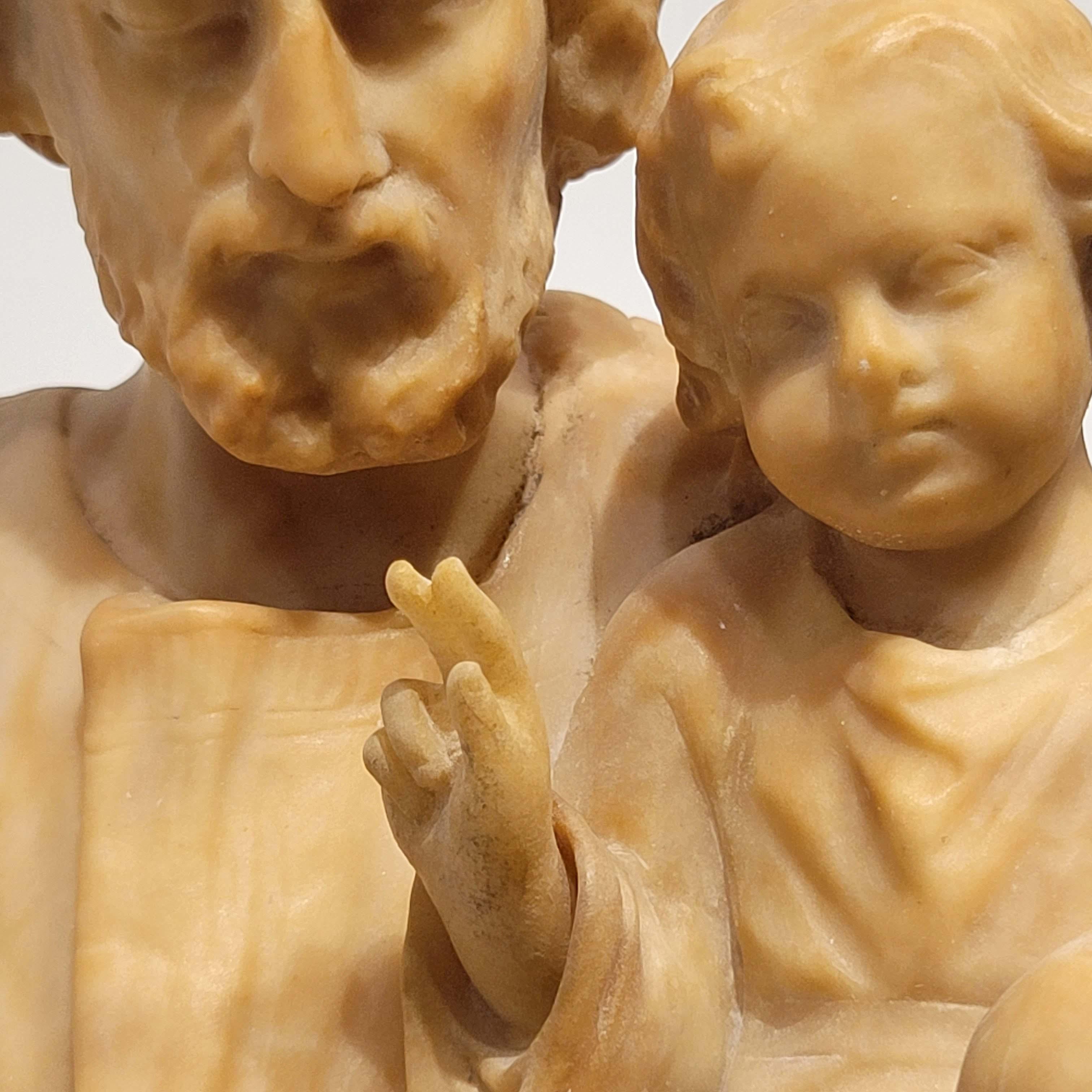 Carved Alabaster Group of St. Joseph and the Christ Child, 19th Century, Italy For Sale 2