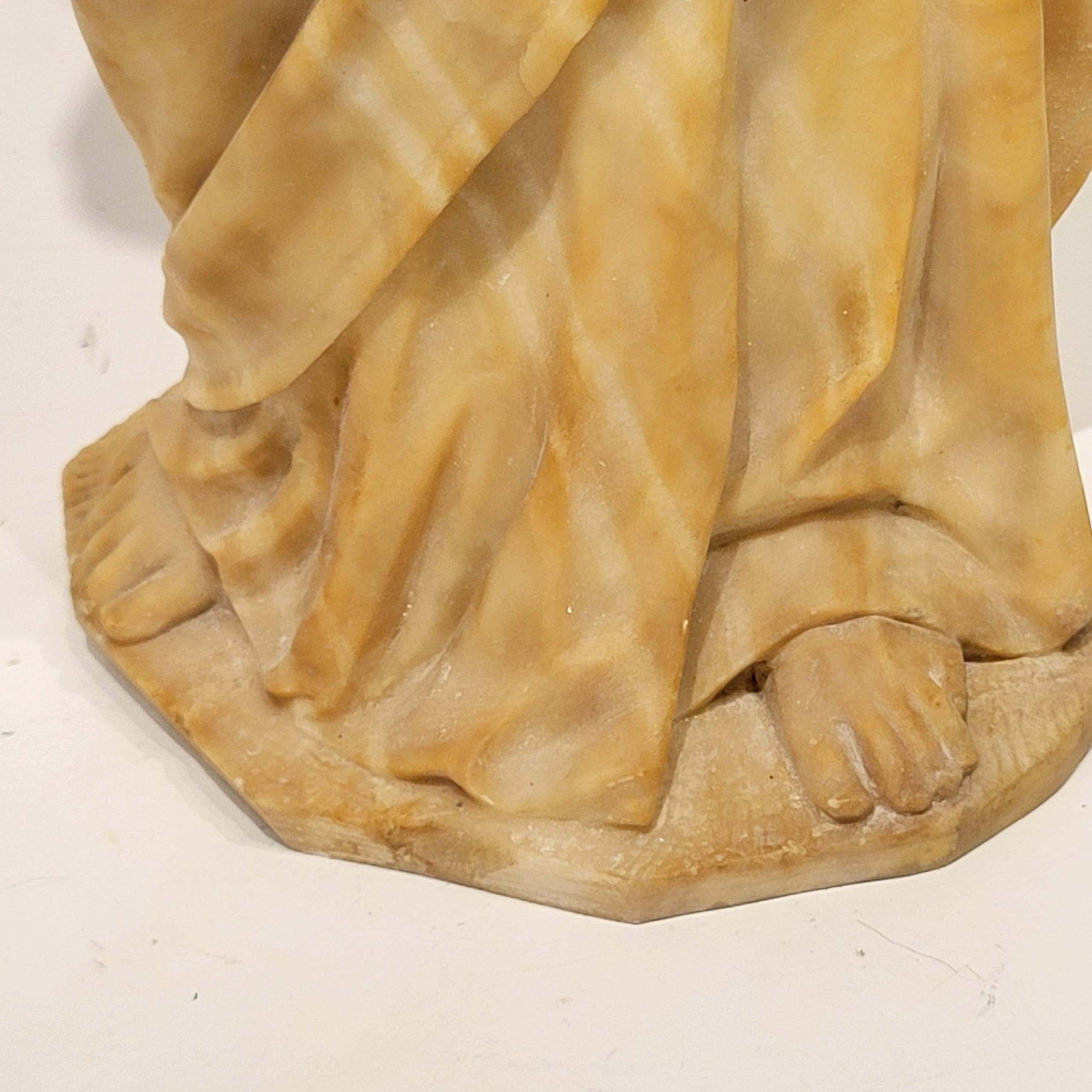 Carved Alabaster Group of St. Joseph and the Christ Child, 19th Century, Italy For Sale 4