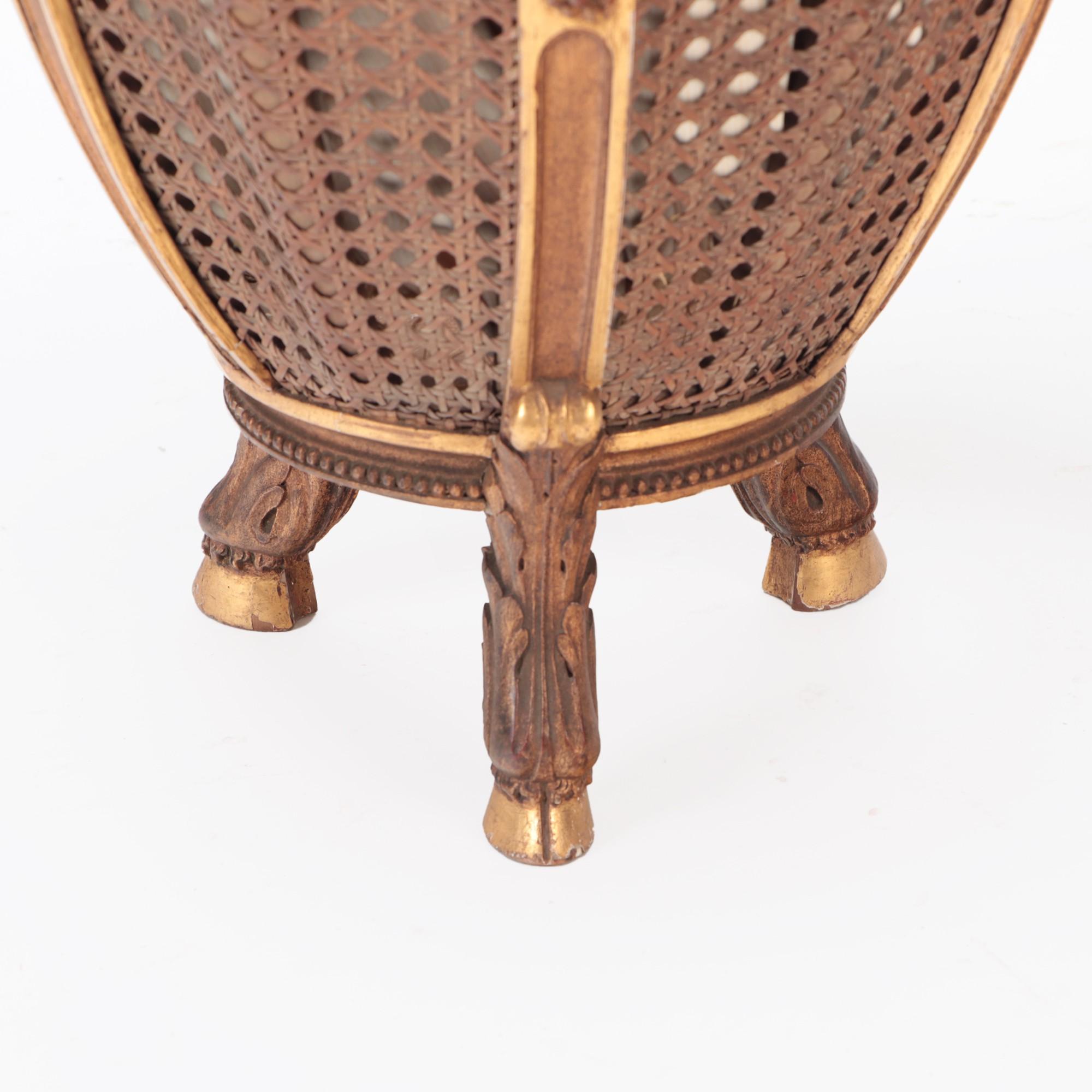 Early 20th Century Carved and Gilt Wood Jardiniere Resting on Hooved Feet, circa 1910