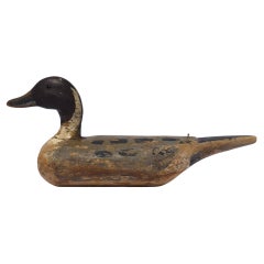 Carved and Painted Wooden Duck Decoy