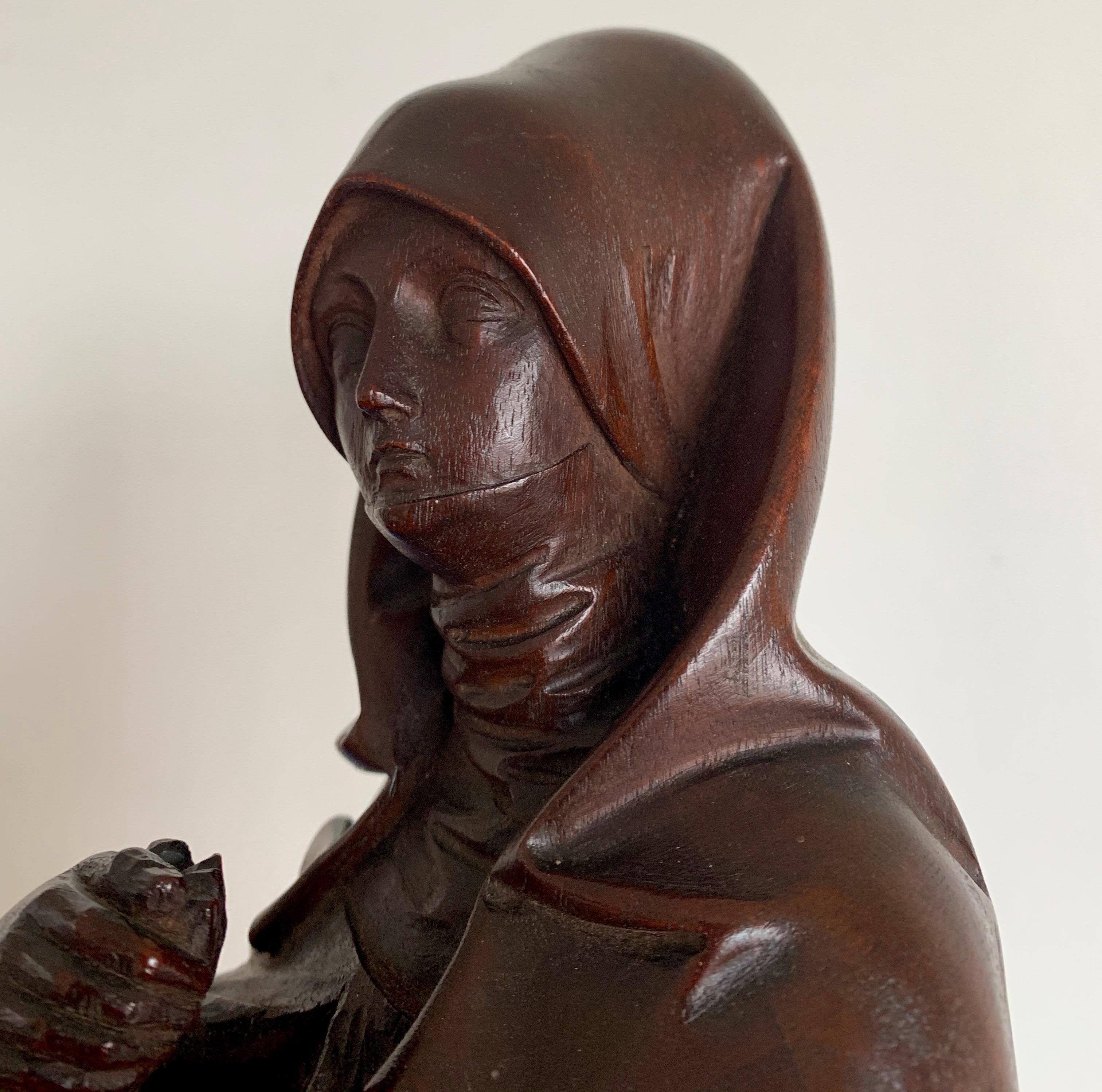 Carved Antique Wooden Statuette / Sculpture of Saint Teresa of Avila / Jesus 2