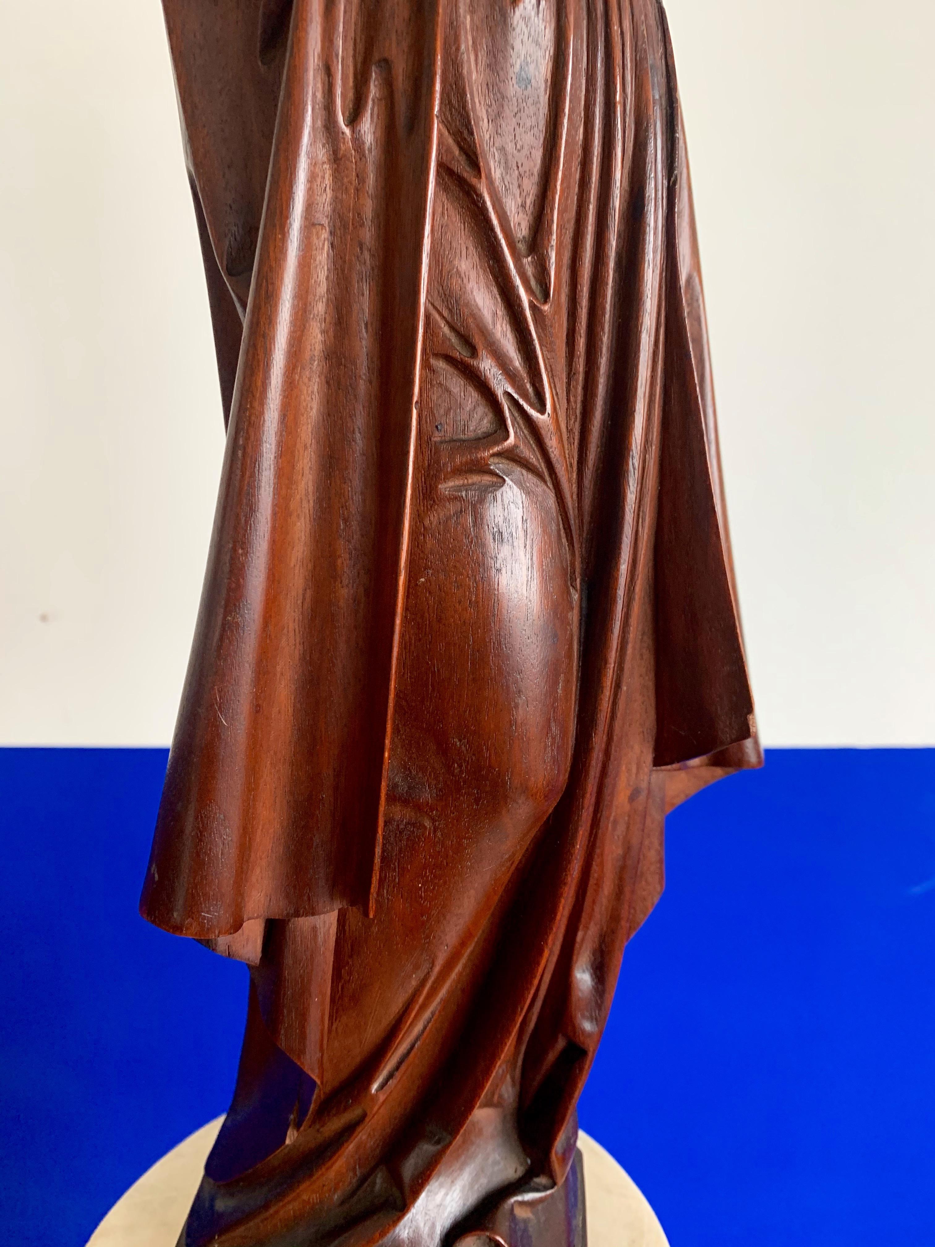 Carved Antique Wooden Statuette / Sculpture of Saint Teresa of Avila / Jesus 4