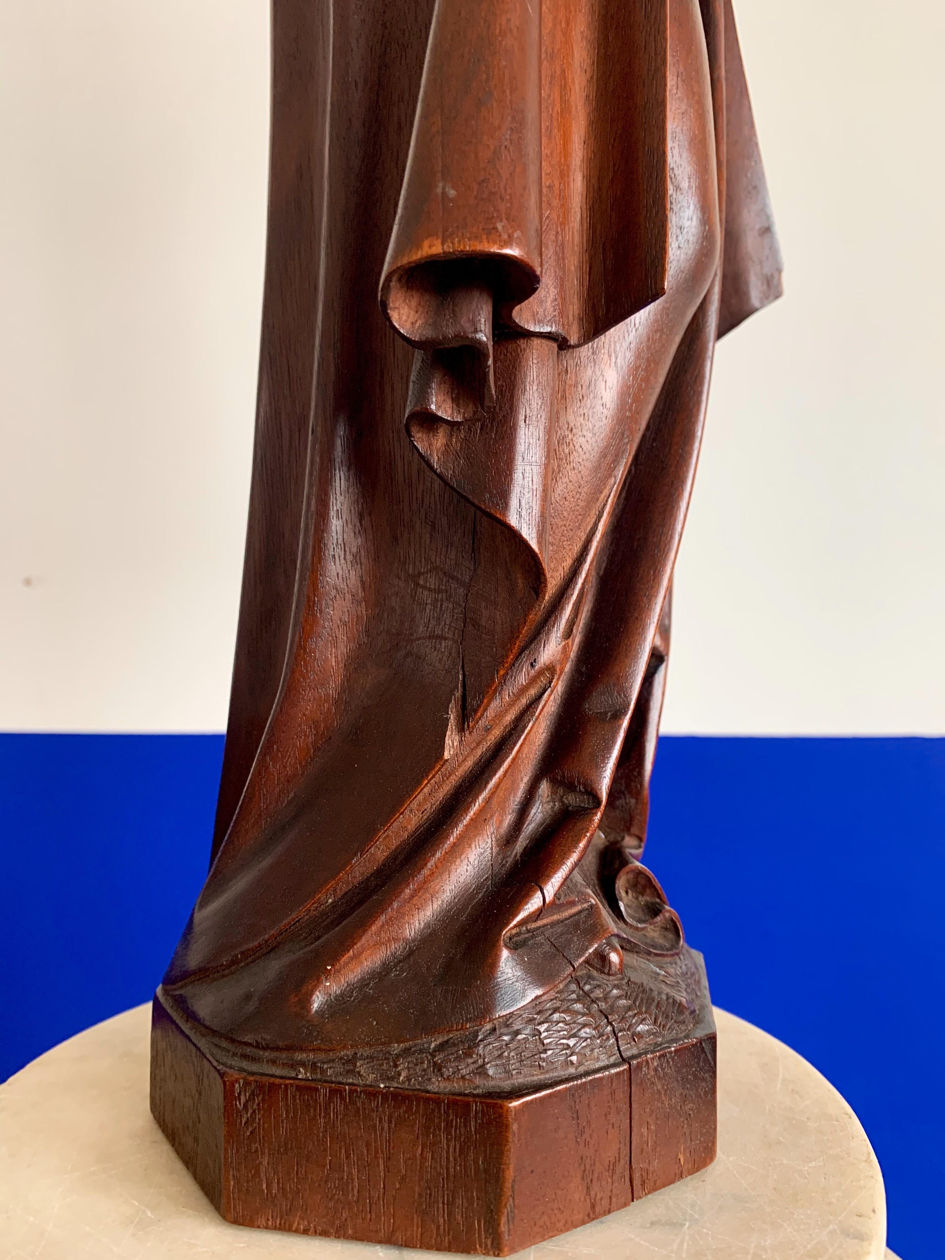 Carved Antique Wooden Statuette / Sculpture of Saint Teresa of Avila / Jesus 5
