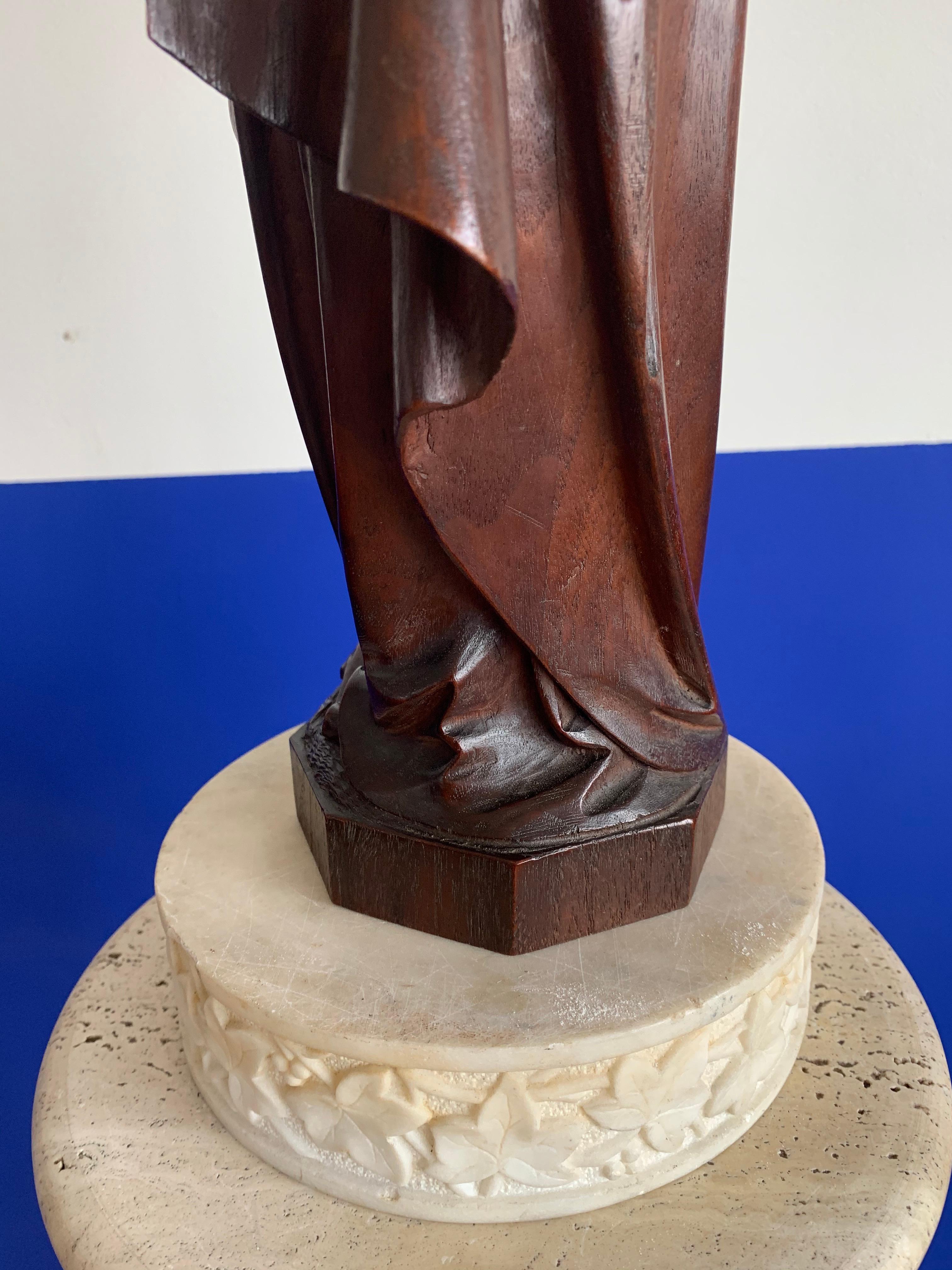 Carved Antique Wooden Statuette / Sculpture of Saint Teresa of Avila / Jesus 7