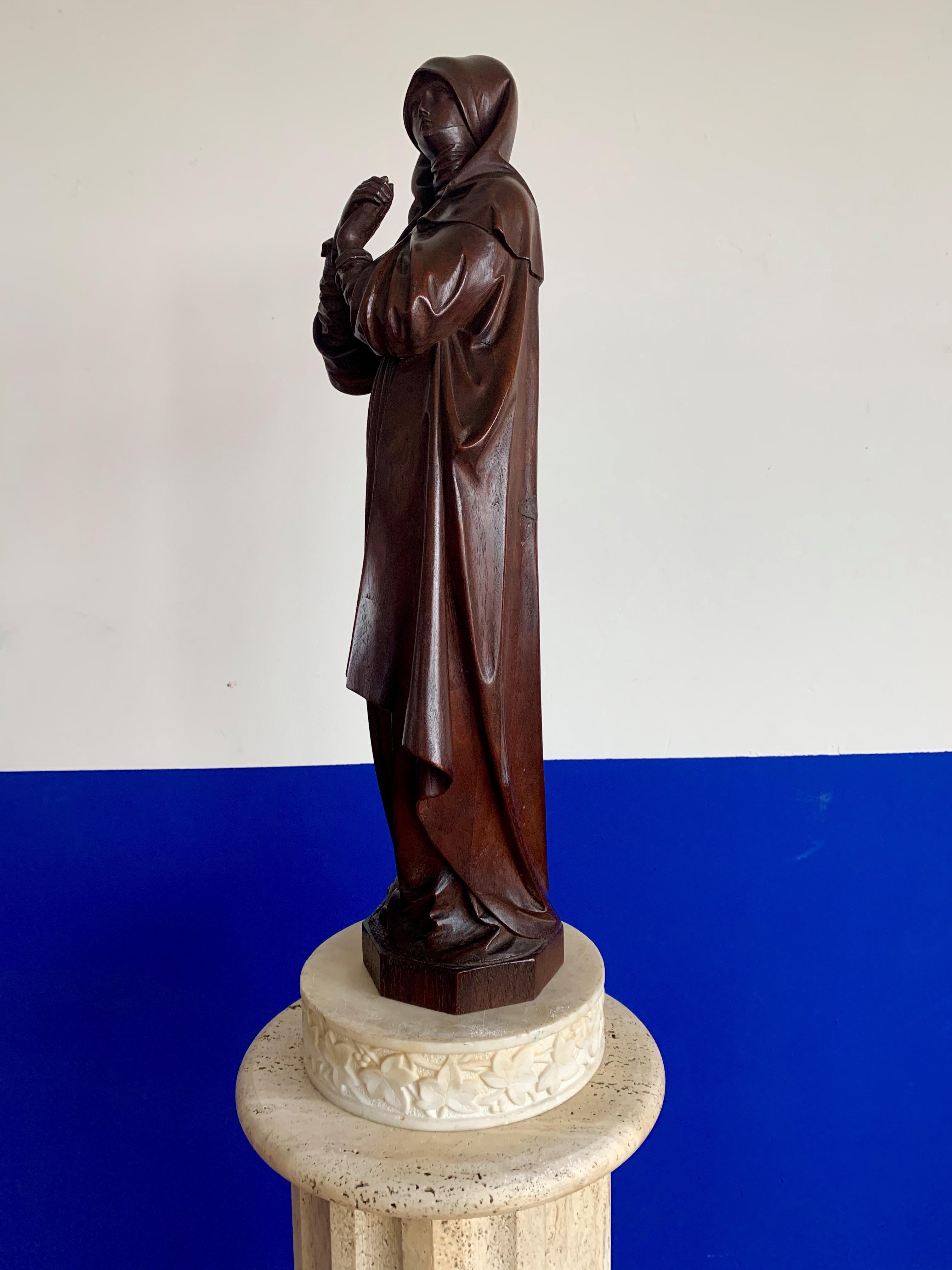 Carved Antique Wooden Statuette / Sculpture of Saint Teresa of Avila / Jesus 8