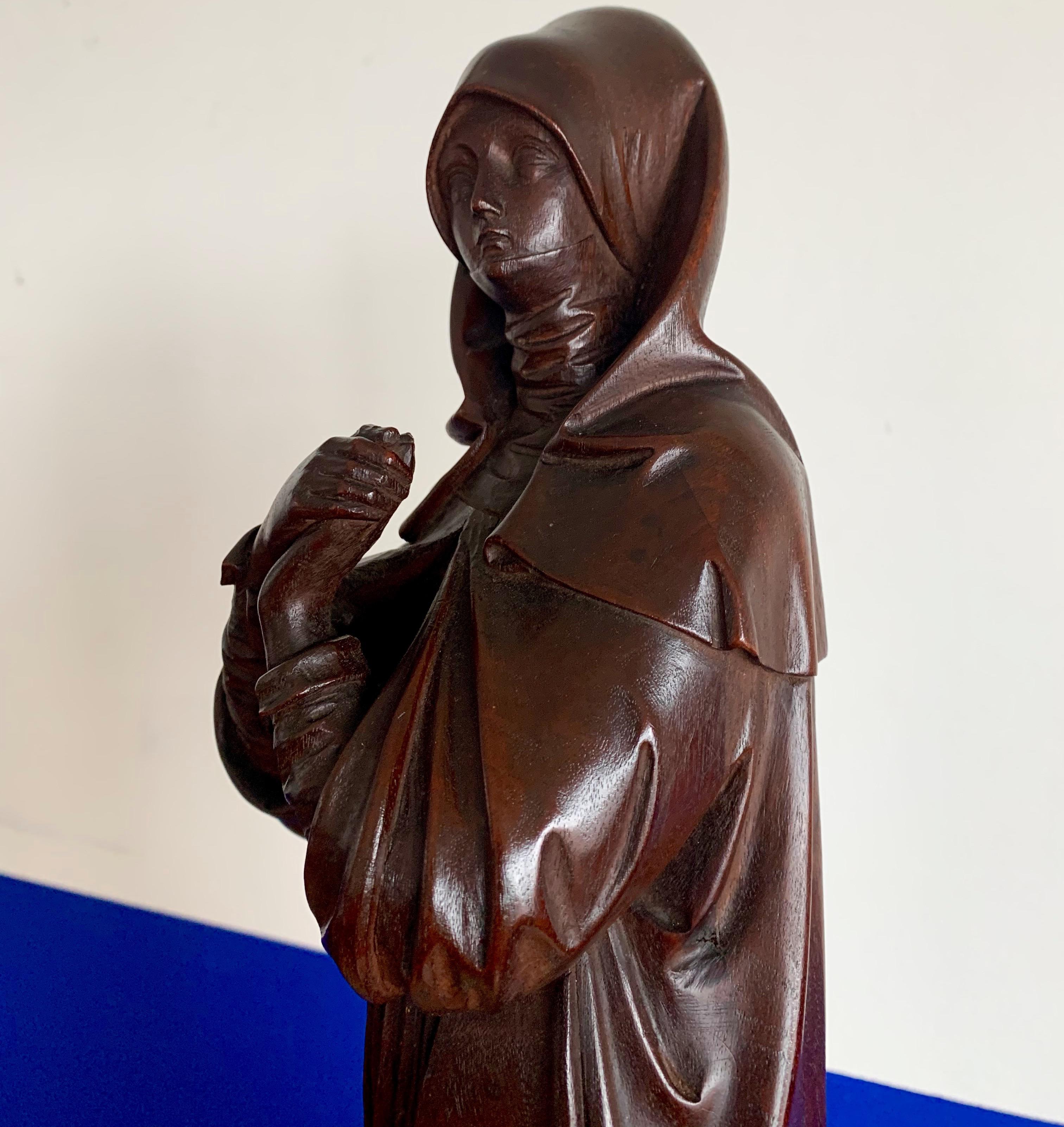 Carved Antique Wooden Statuette / Sculpture of Saint Teresa of Avila / Jesus 12