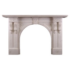 Carved Arched Marble Fireplace