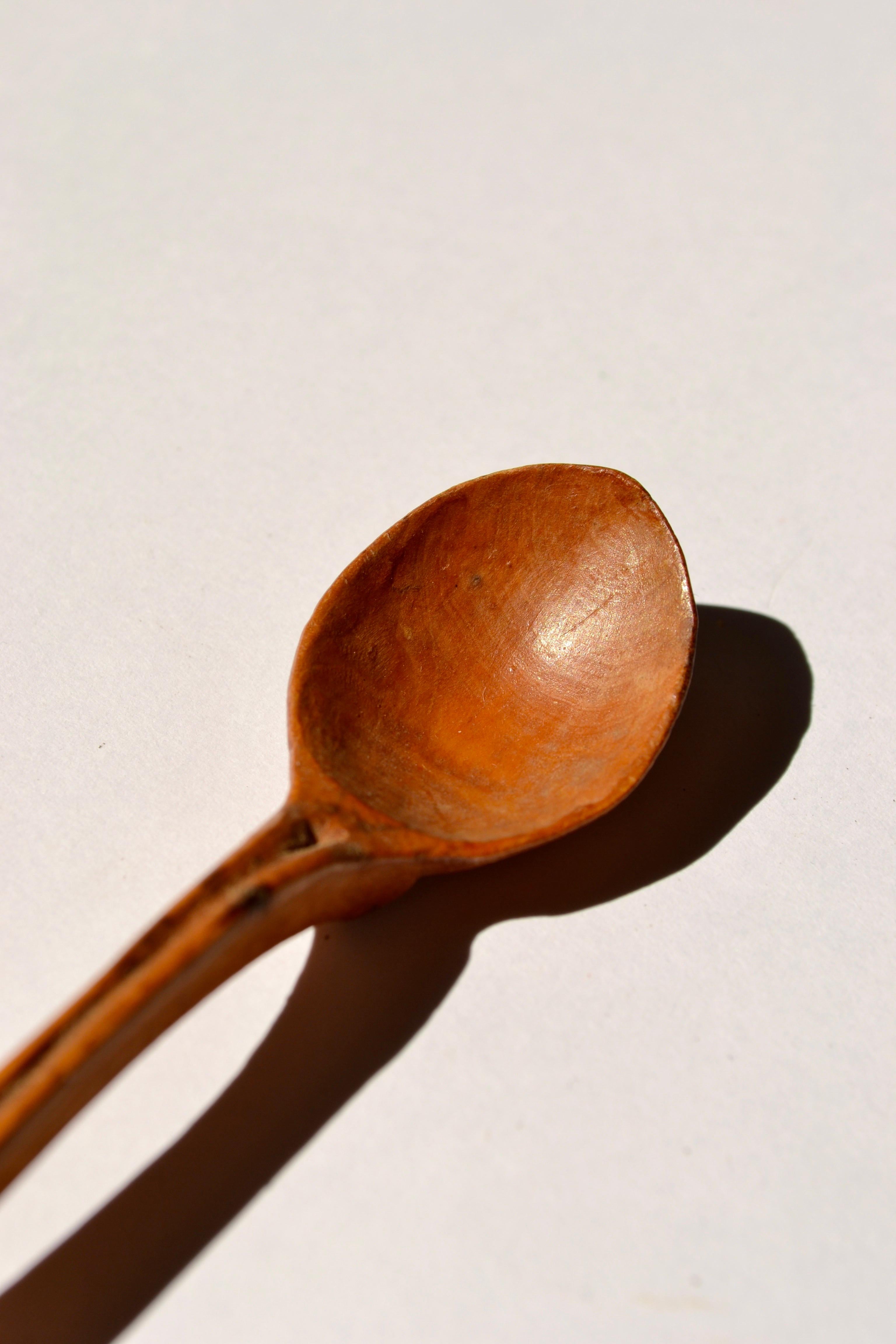 Hand-Carved A Carved boxwood spoon - late 19th century - France. For Sale