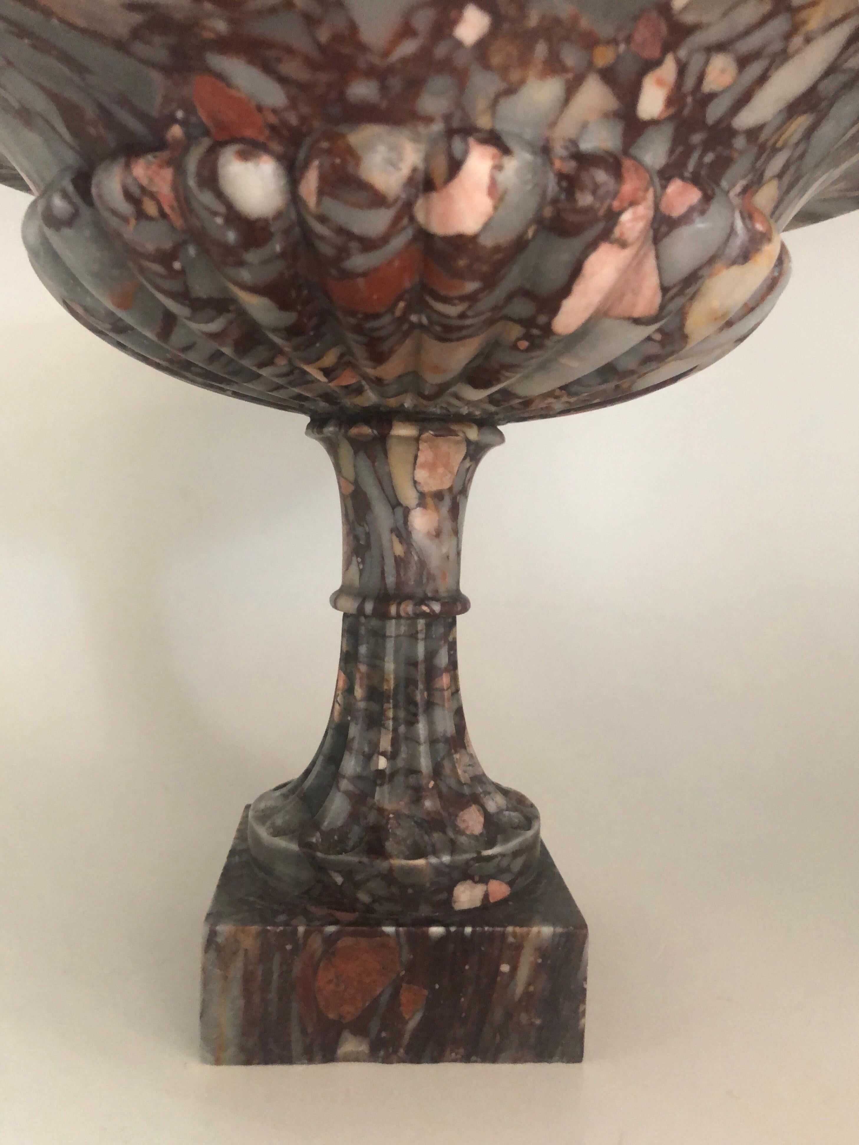 A Carved Breccia Marble Tazza, Italian, 19th Century For Sale 1