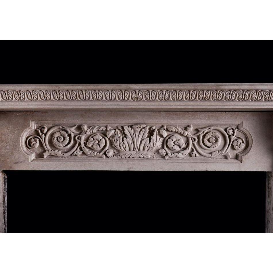 Gothic A Carved English Stone Fireplace For Sale