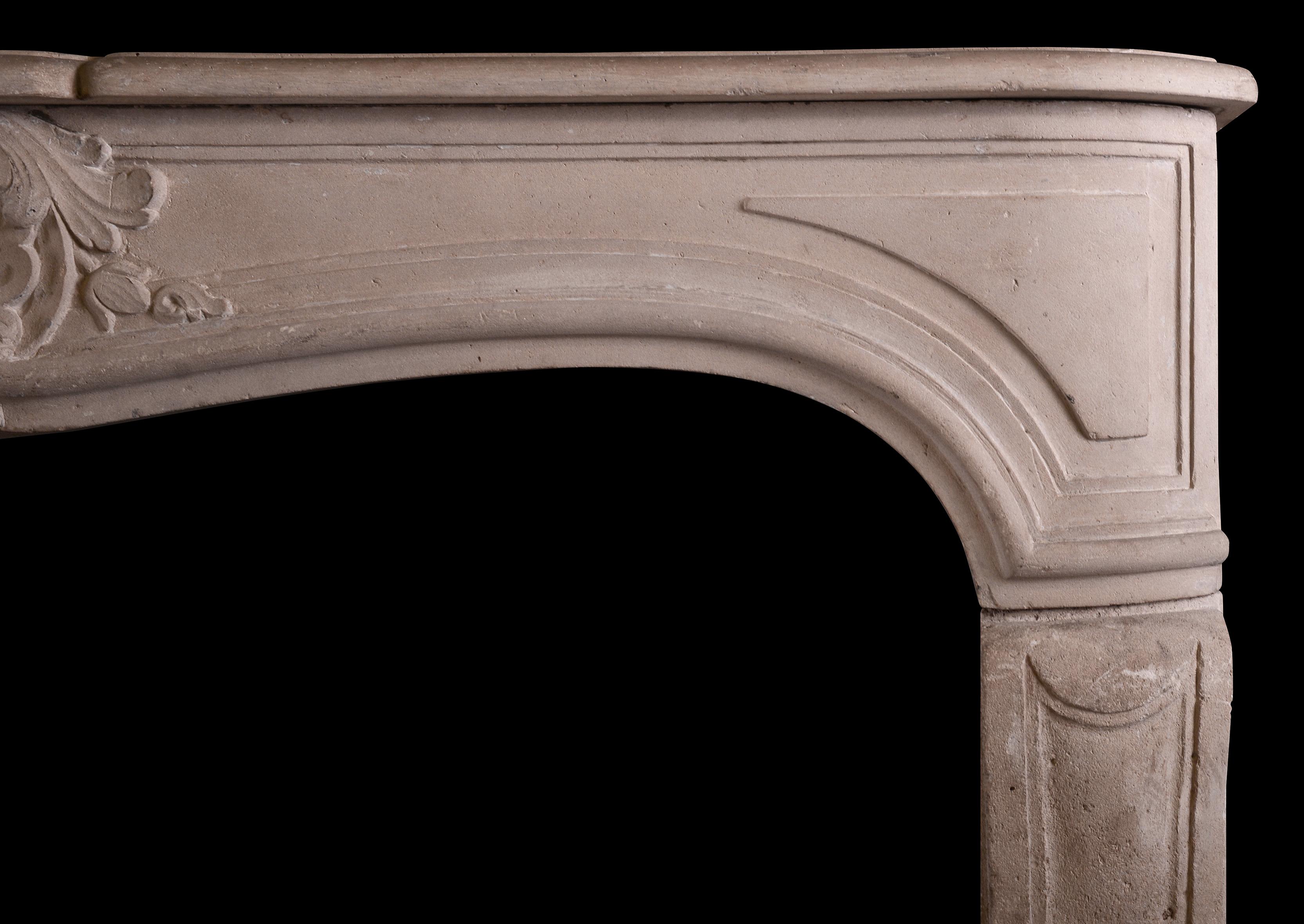 Carved French Limestone Fireplace in the Louis XV Manner In Good Condition For Sale In London, GB