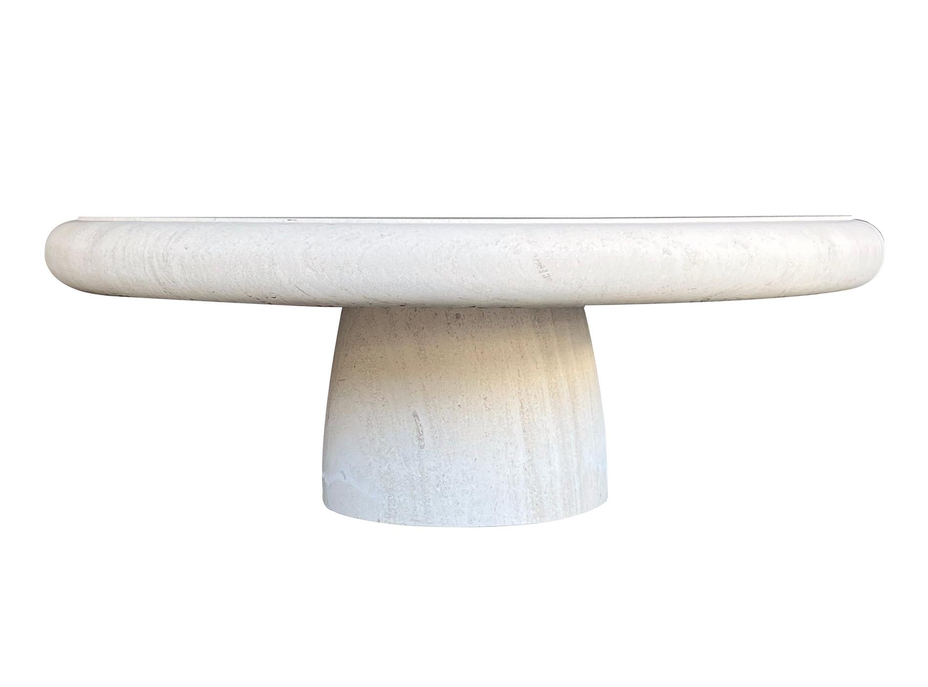 Modern A Carved French Limestone Round Coffee/Cocktail Table  For Sale