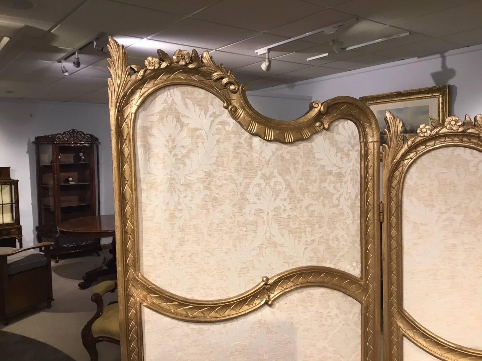 Carved Giltwood French Three Fold Vanity Screen 1