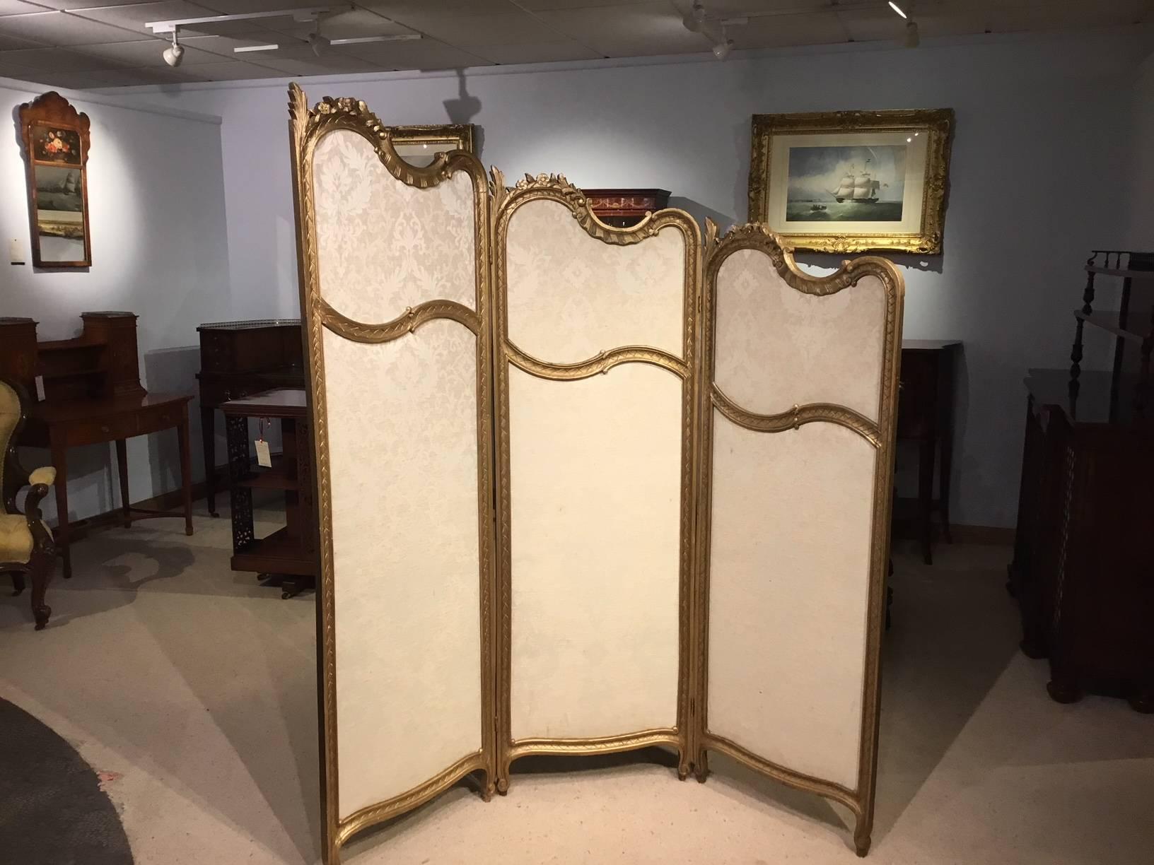 Carved Giltwood French Three Fold Vanity Screen 2