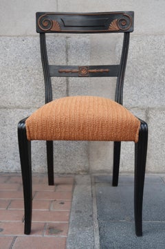 Carved and Golded Wood Neoclassical French Set of Six Chairs, 19th Century