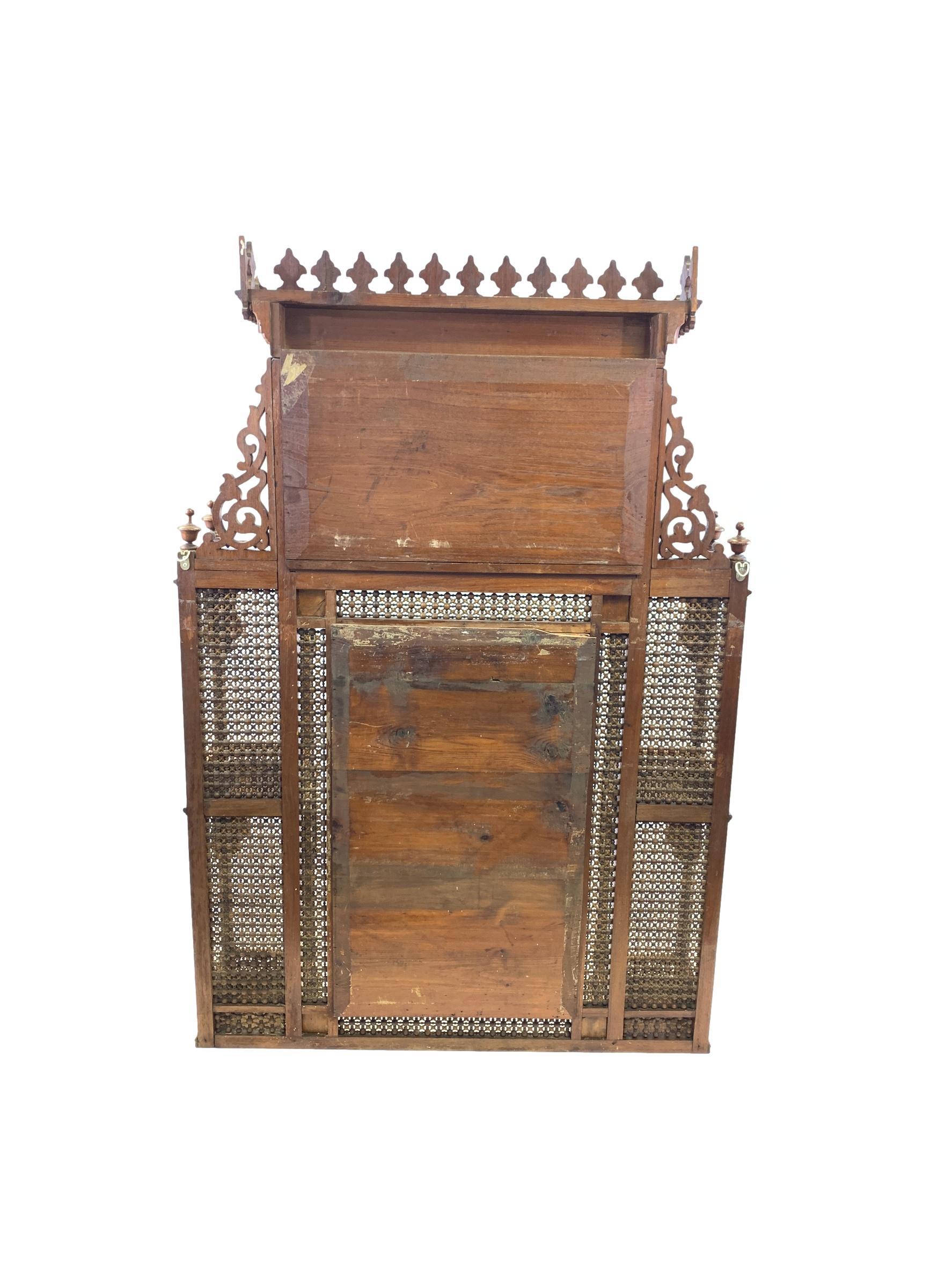 Carved Hardwood Hanging Mirror, Ottoman-Syria, 19th Century In Good Condition For Sale In London, GB