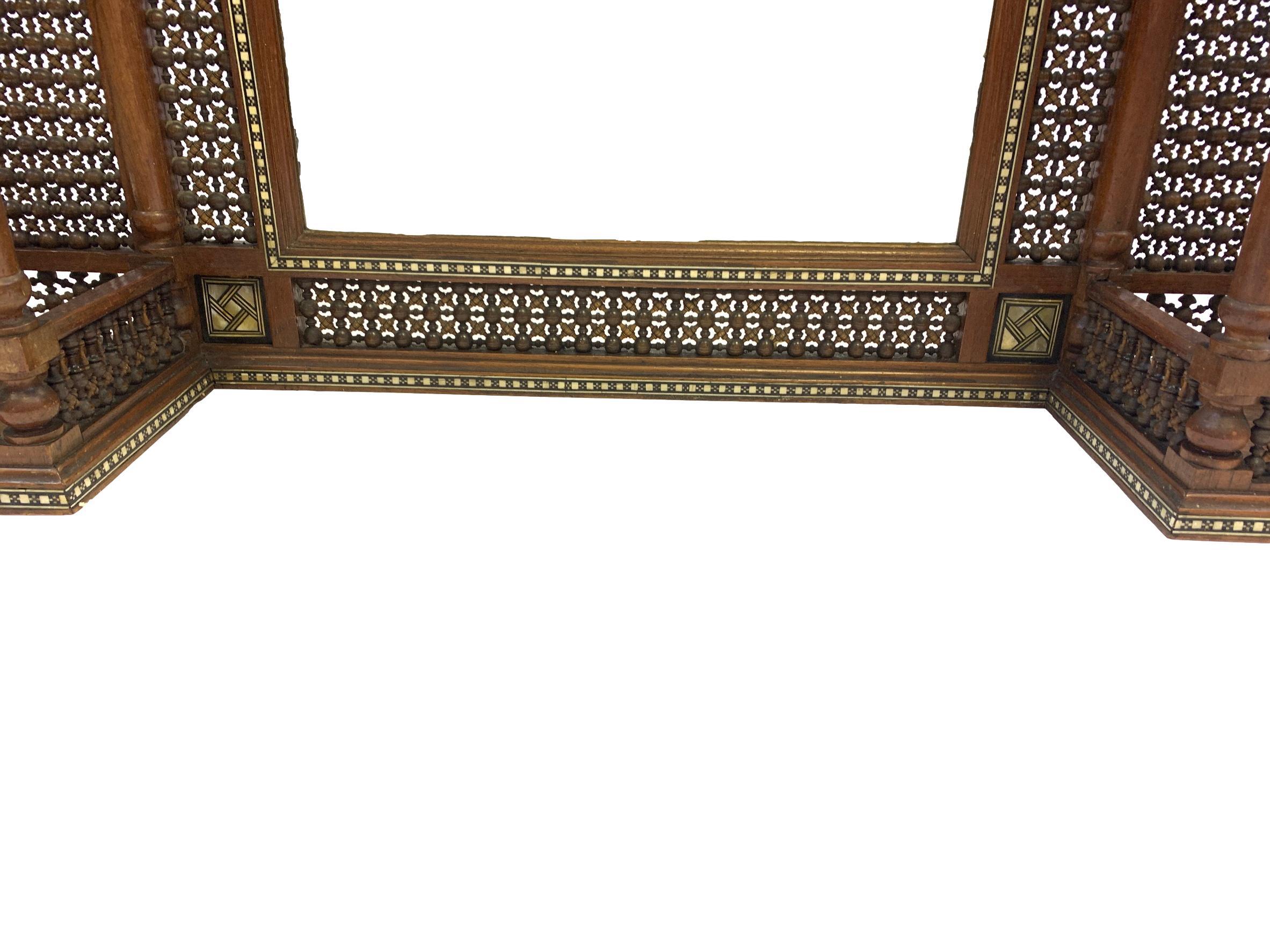 Carved Hardwood Hanging Mirror, Ottoman-Syria, 19th Century For Sale 4