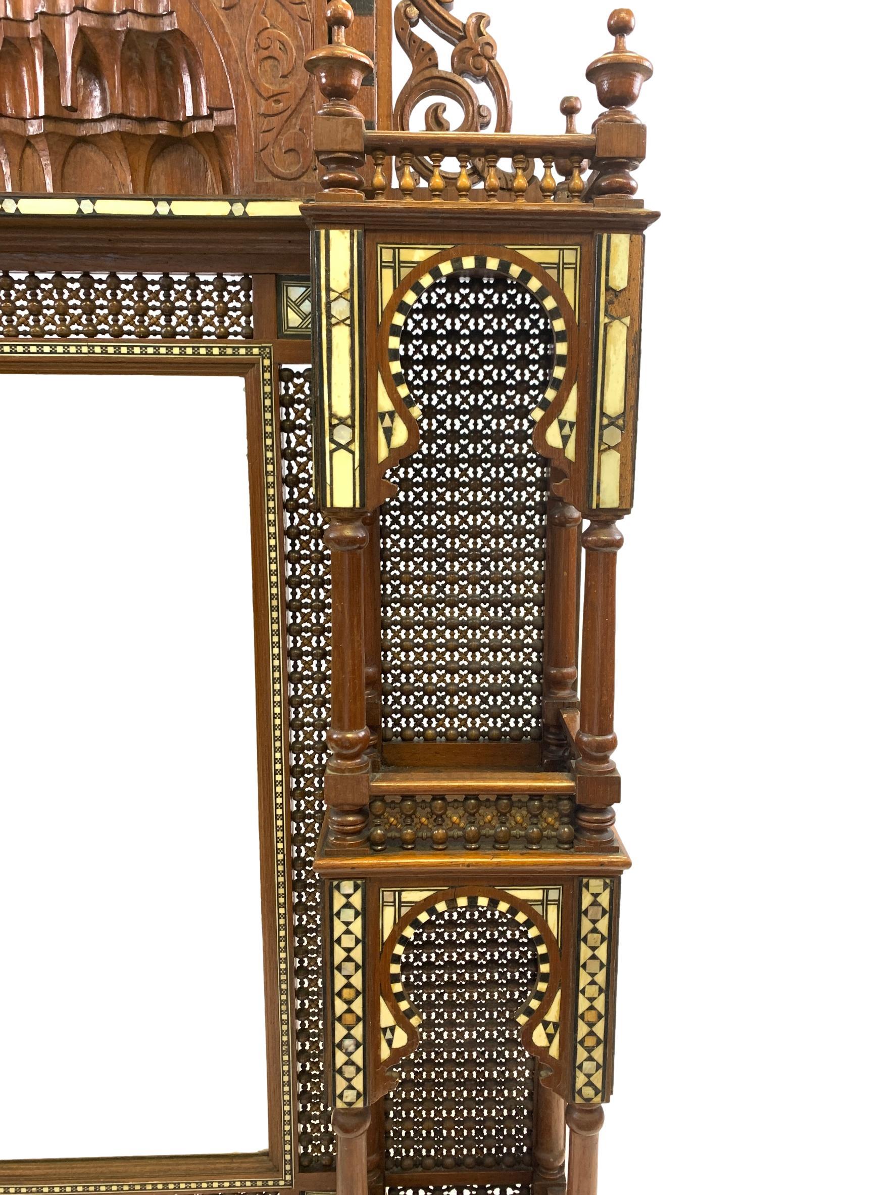 Carved Hardwood Hanging Mirror, Ottoman-Syria, 19th Century For Sale 5