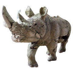 Carved Hardwood Rhino Sculpture