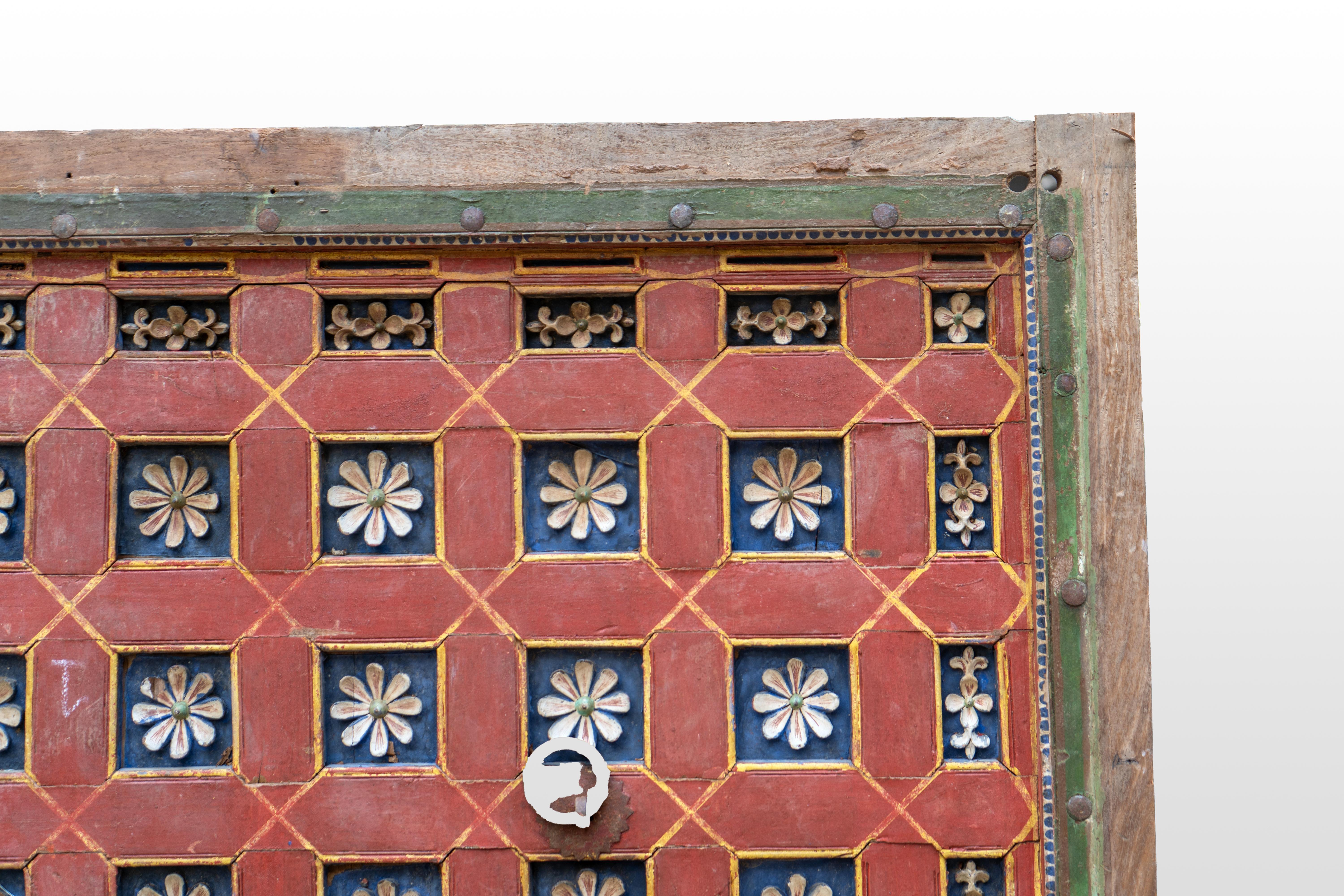 A Carved Indian Ceiling Panel with Lotus Flowers Motif In Good Condition In Chicago, IL