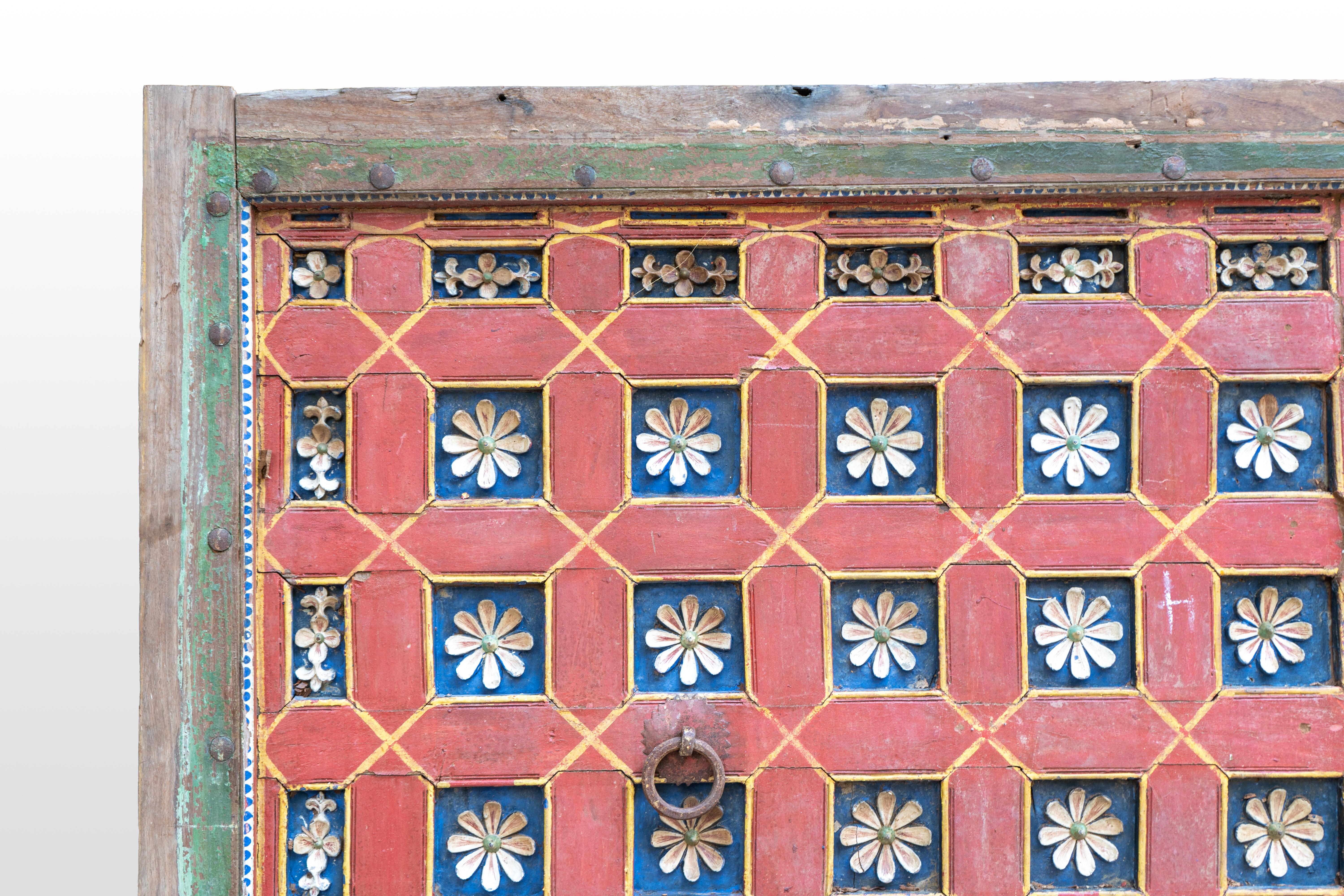 20th Century A Carved Indian Ceiling Panel with Lotus Flowers Motif