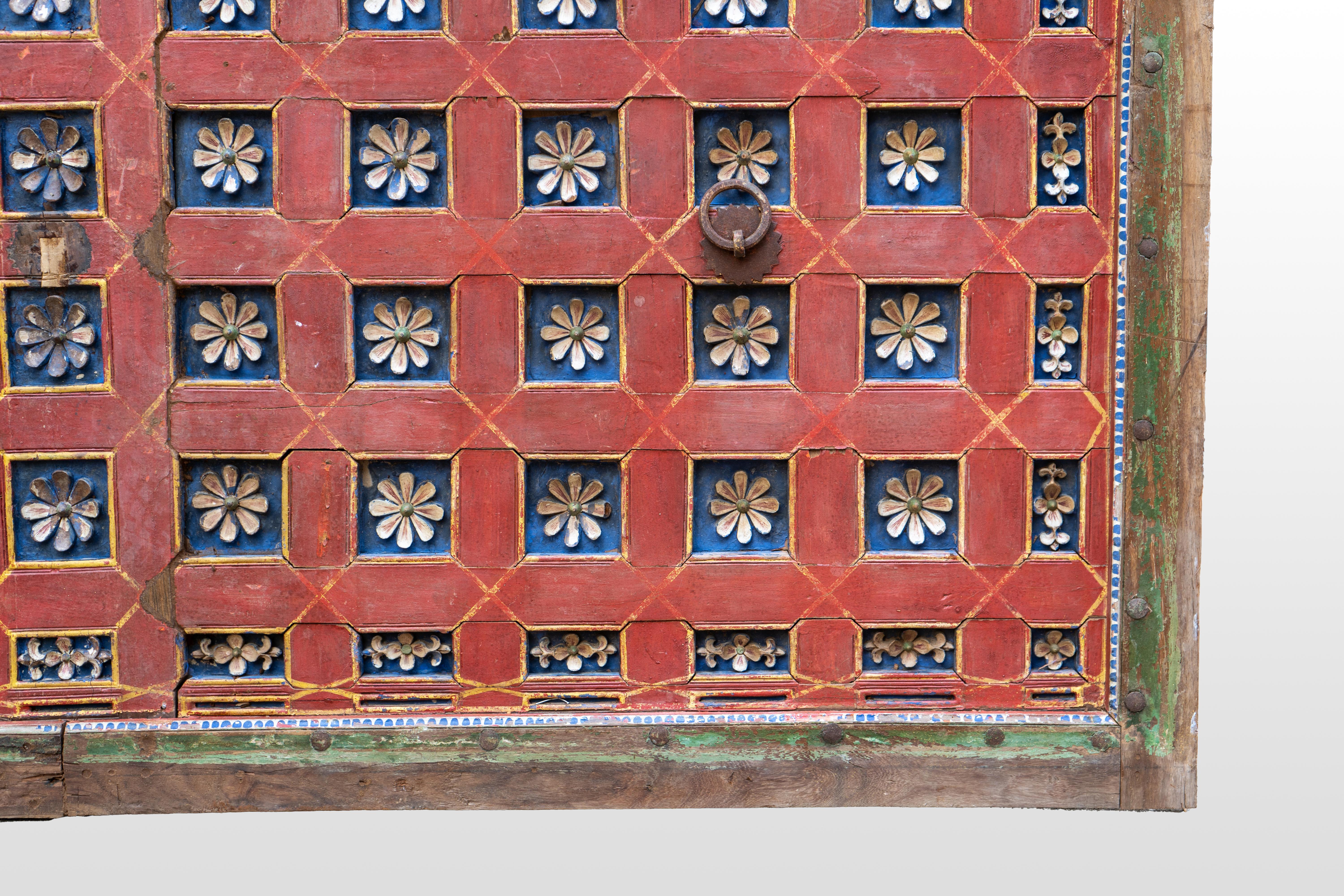 A Carved Indian Ceiling Panel with Lotus Flowers Motif 4