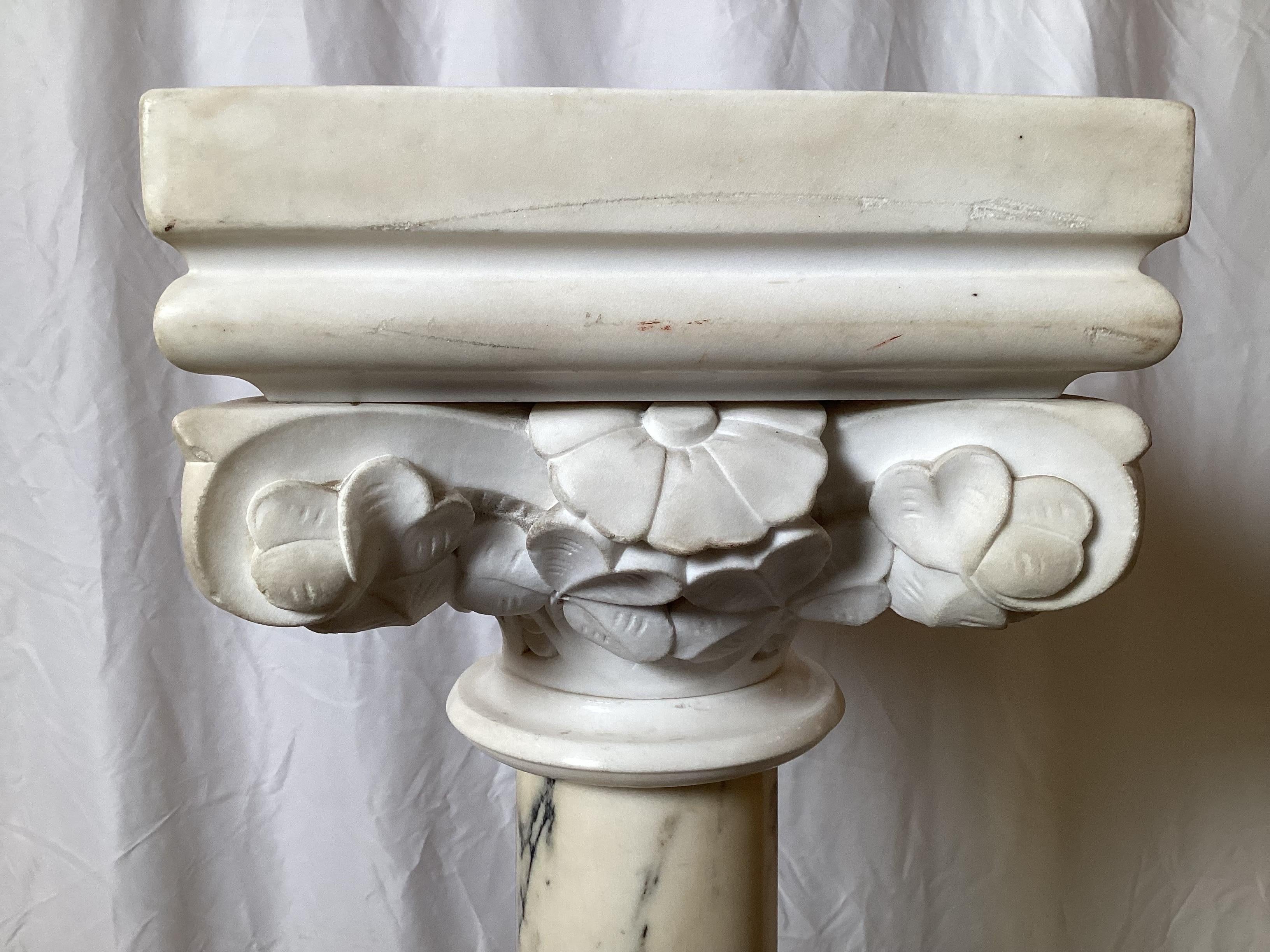 A Carved Italian Marble Pedestal Circa 1900 For Sale 1