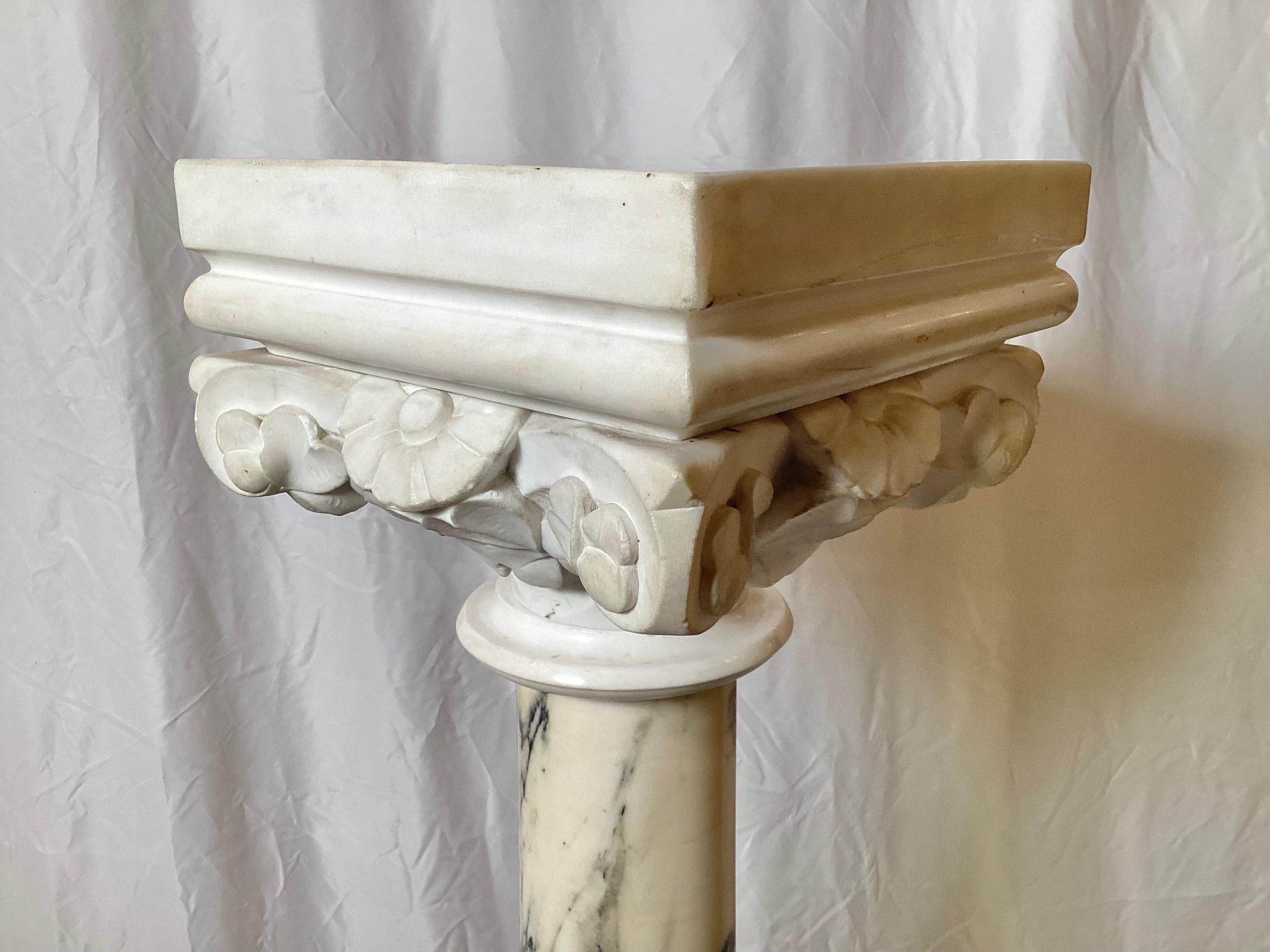 A Carved Italian Marble Pedestal Circa 1900 For Sale 2