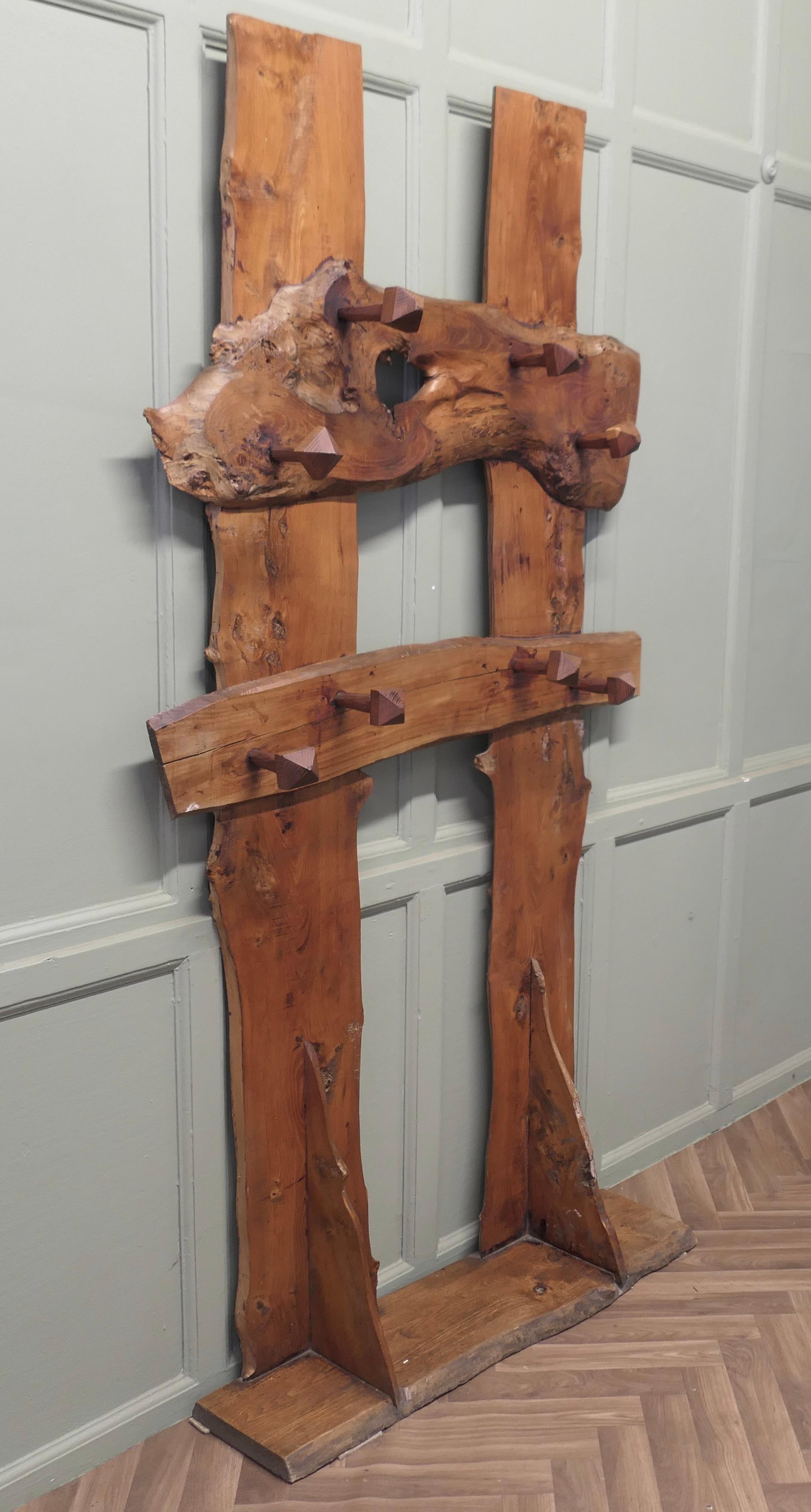 Rustic A Carved Live Edge Hall Coat Stand  A superb and unique piece For Sale