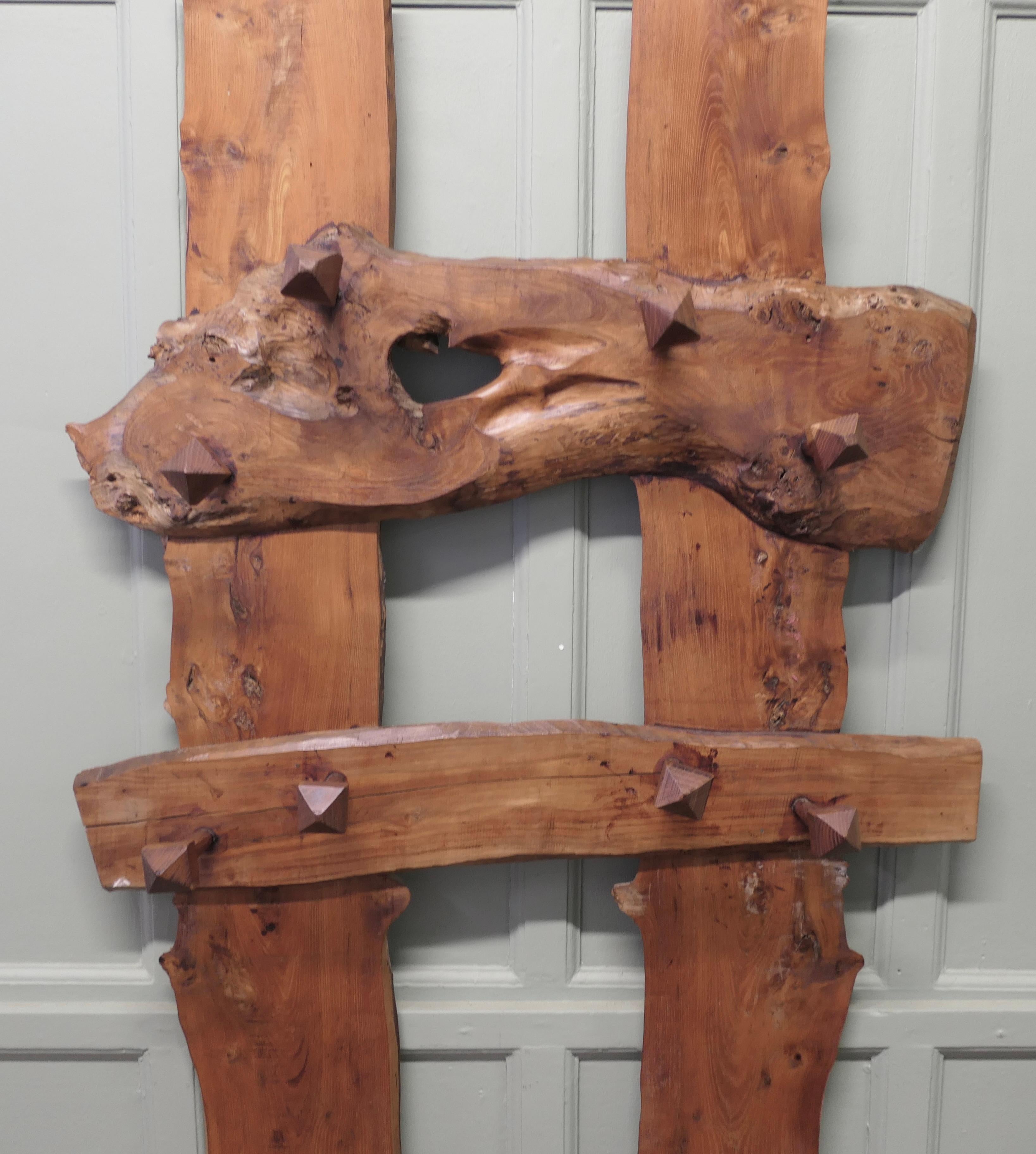 A Carved Live Edge Hall Coat Stand  A superb and unique piece For Sale 1