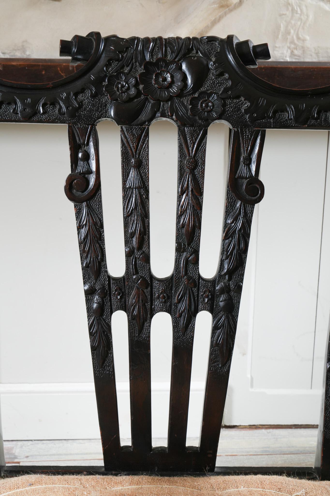 A Carved Mahogany George II Style Open Armchair 4