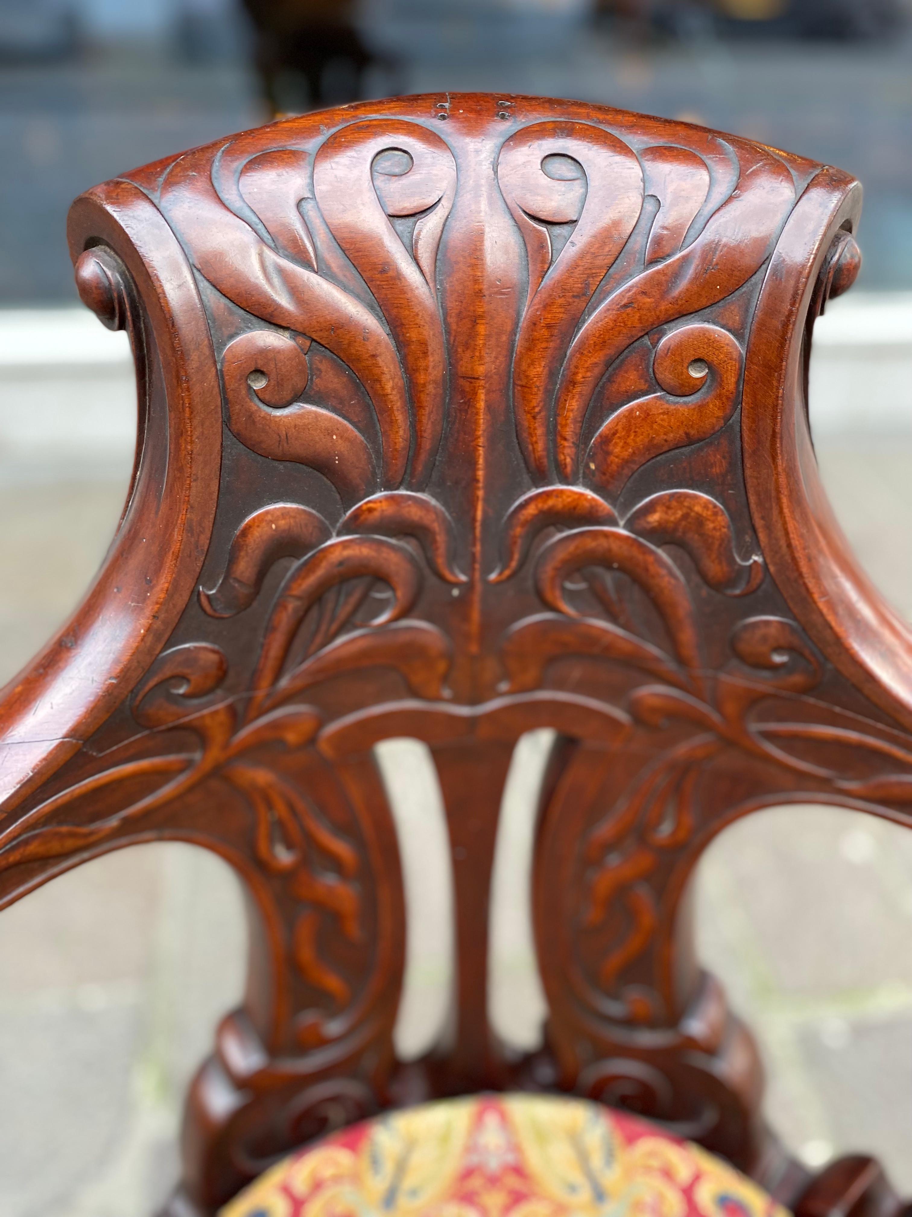 Edwardian A Carved Mahogany Ship's Armchair From The White Star Line RMS Olympic