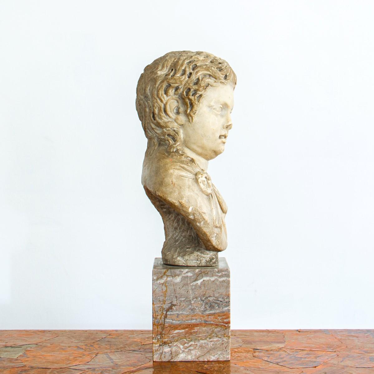Classical Roman Carved Marble 2nd Century Roman Bust For Sale