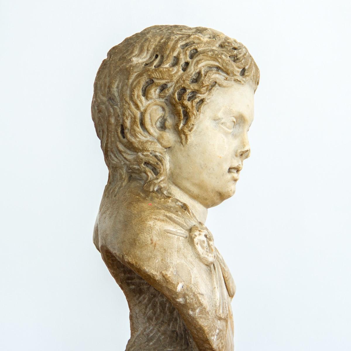Italian Carved Marble 2nd Century Roman Bust For Sale