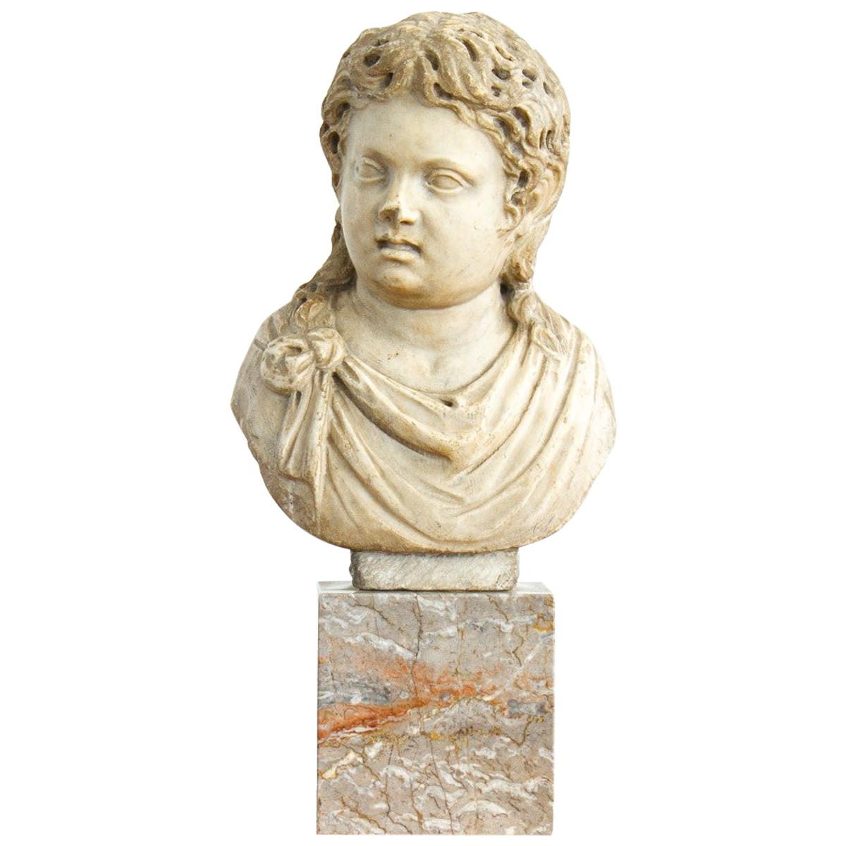 Carved Marble 2nd Century Roman Bust