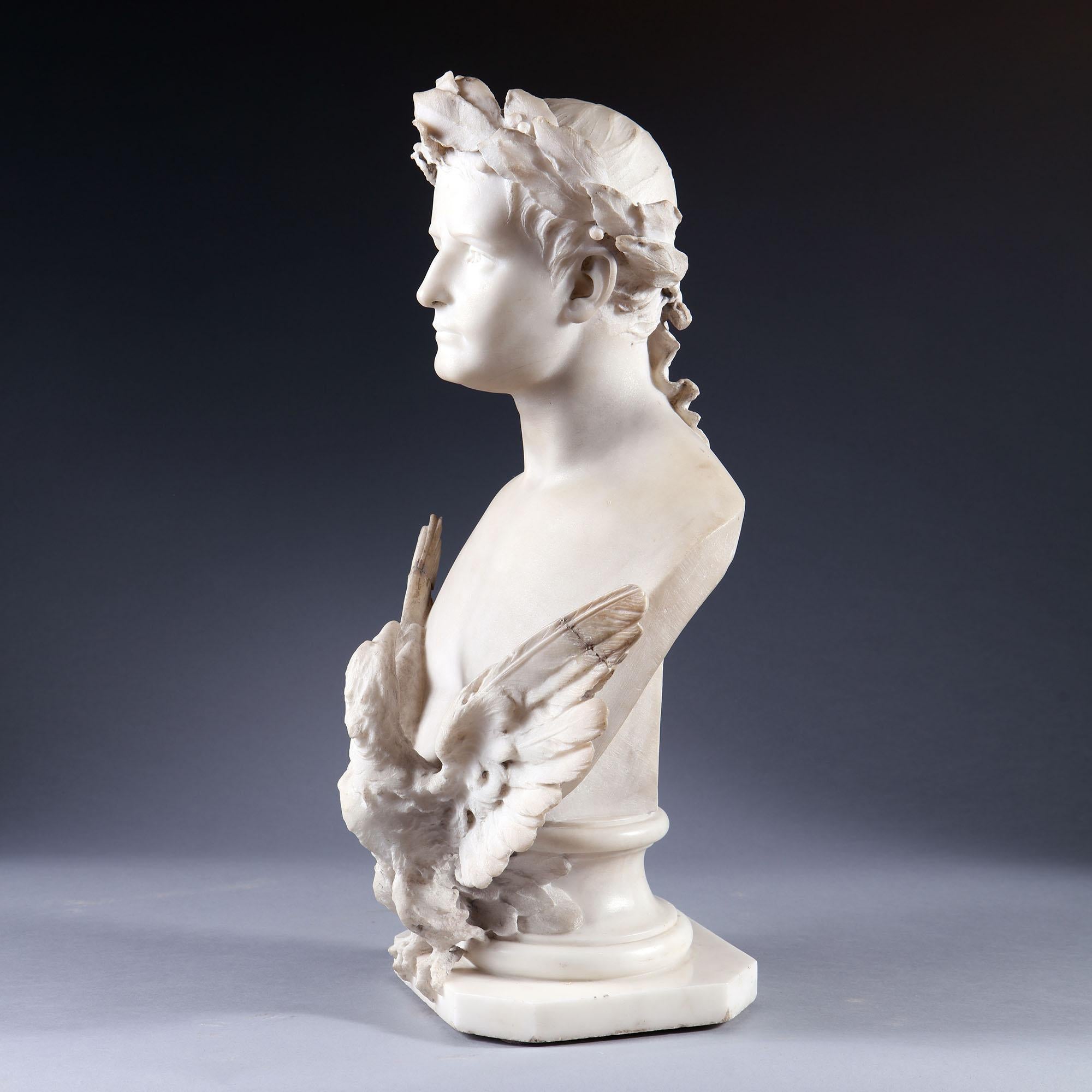 Carved Marble Bust of Napoleon In Excellent Condition For Sale In Reepham, GB