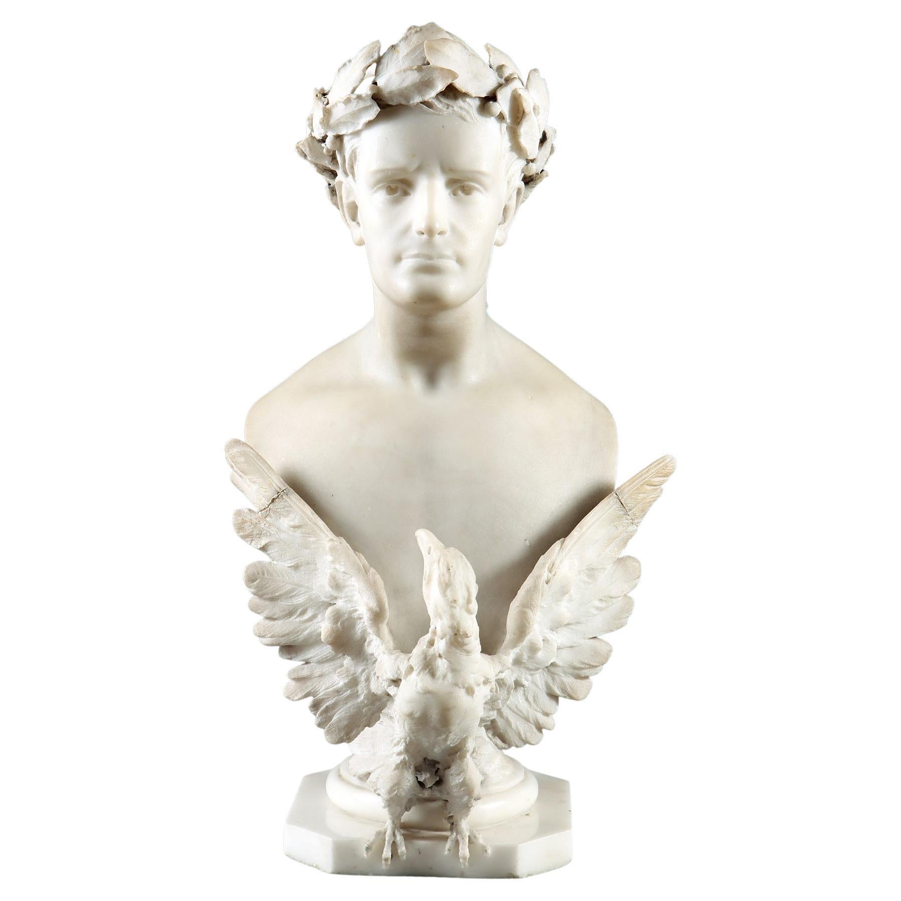 Carved Marble Bust of Napoleon For Sale