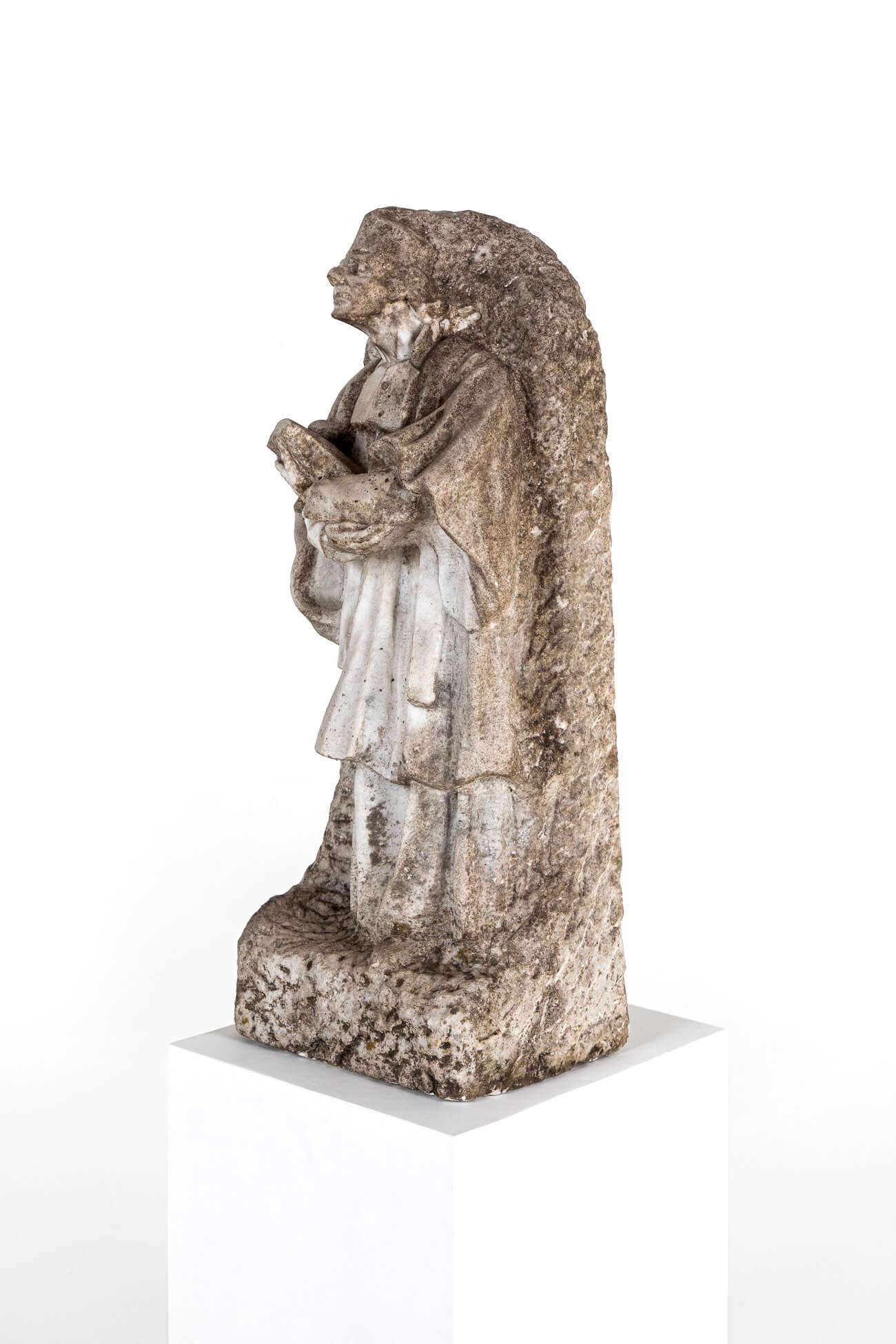 Neoclassico Statua in marmo scolpita di un santo dell'artista K.M. Demuynck in vendita