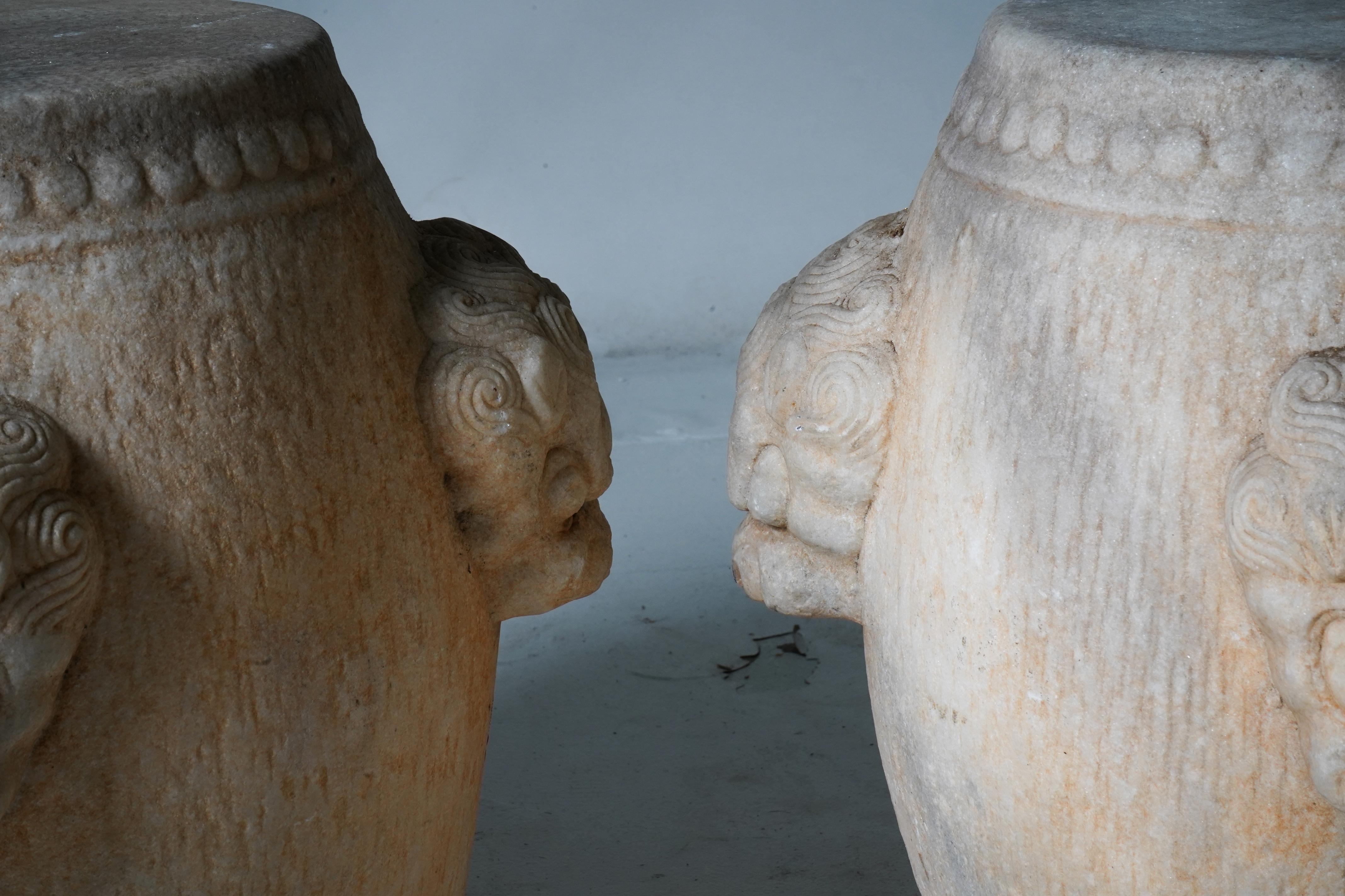 A Carved Marble Stool  In Good Condition For Sale In Chicago, IL