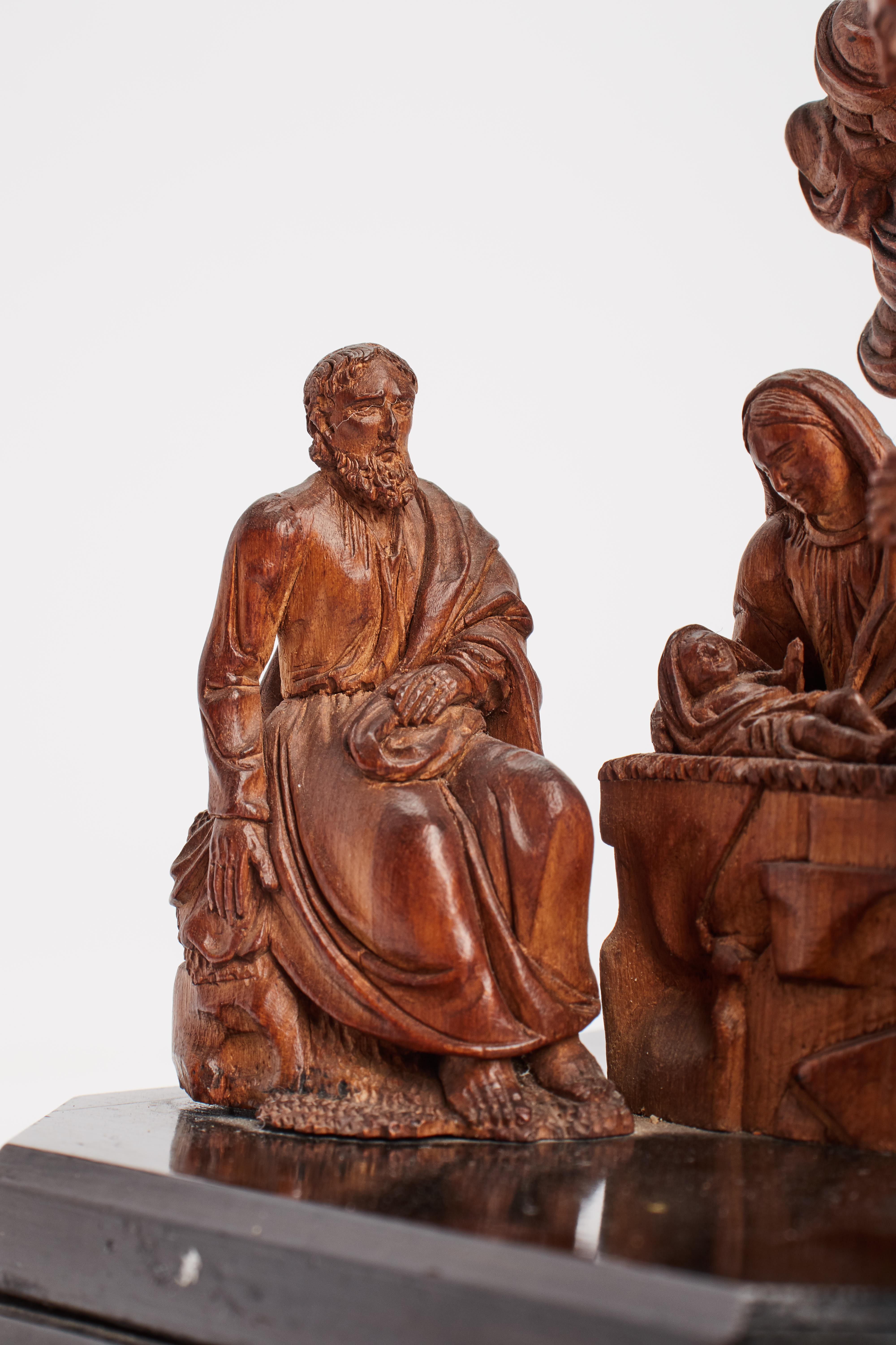 Late 17th Century Carved Miniature Nativity, Germany, 1690