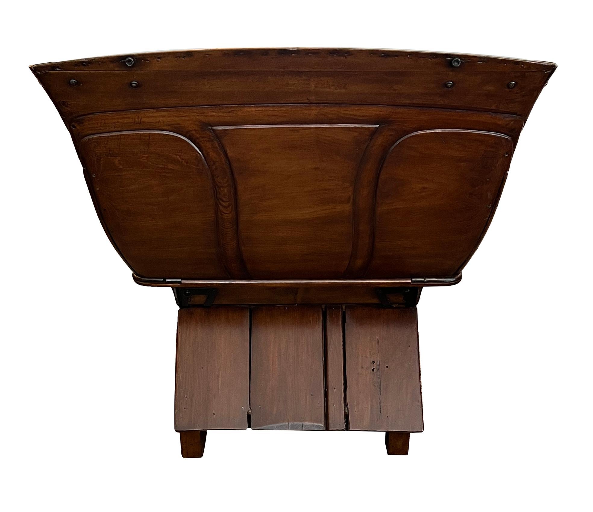 Late 19th Century A Carved Mixed Wood Wagon Seat Now as a Bench For Sale