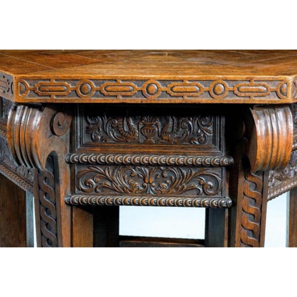 Mesa central de roble tallado de estilo renacentista del siglo XVII, finales del siglo XIX en Bueno estado para la venta en London, GB