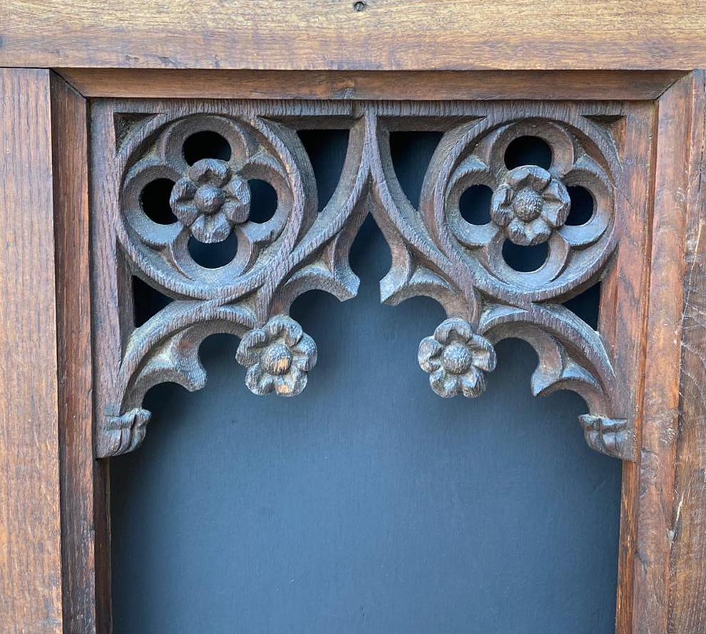 Carved Oak Gothic Style Tracery Panel 1