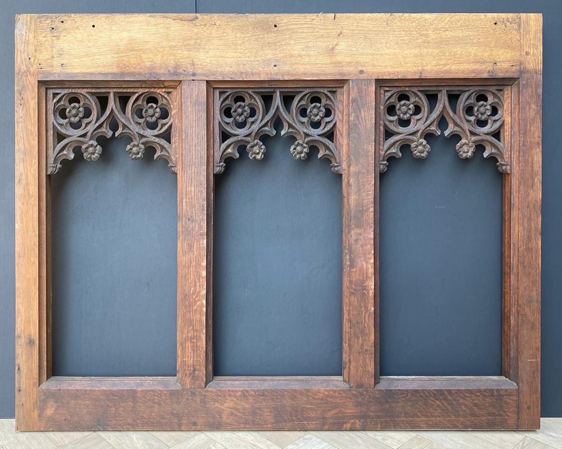 Carved Oak Gothic Style Tracery Panel 3