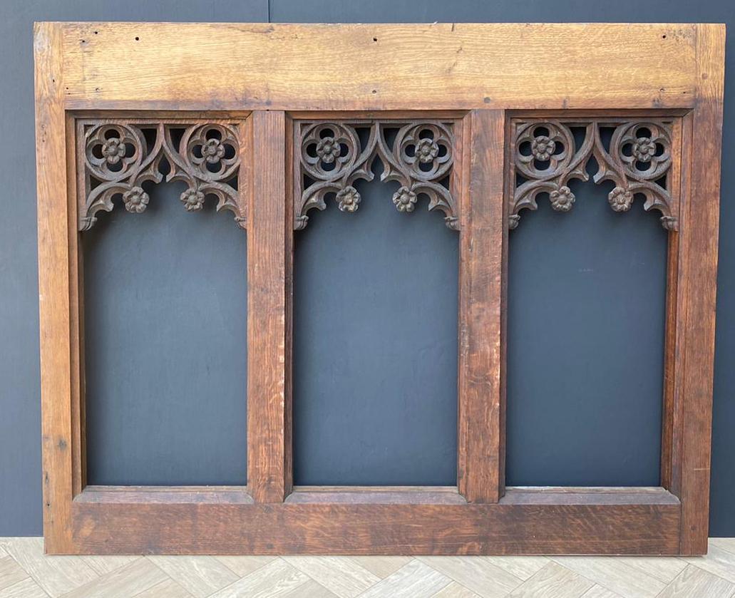 Carved Oak Gothic Style Tracery Panel 5