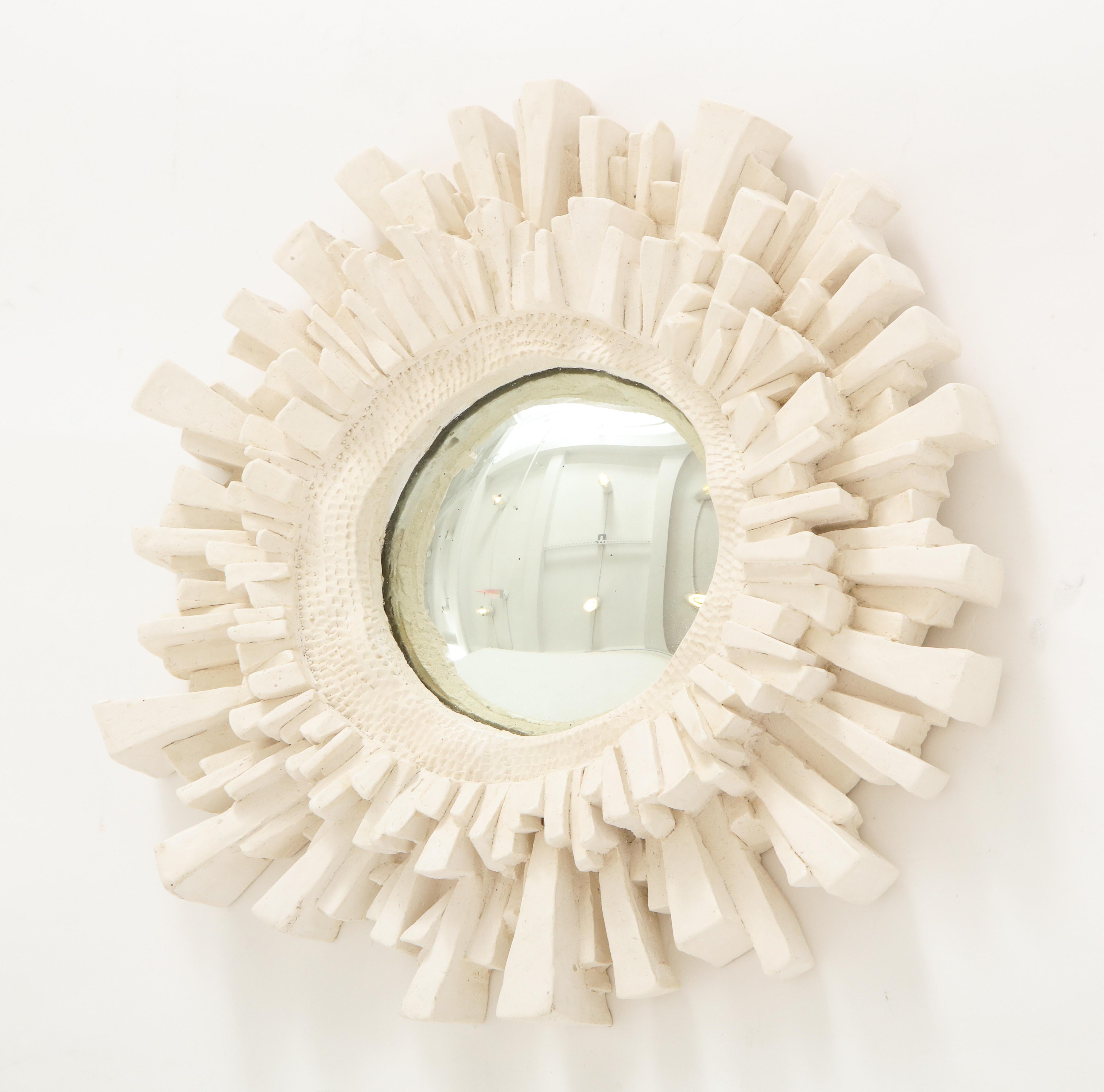 Contemporary Carved Plaster Mirror