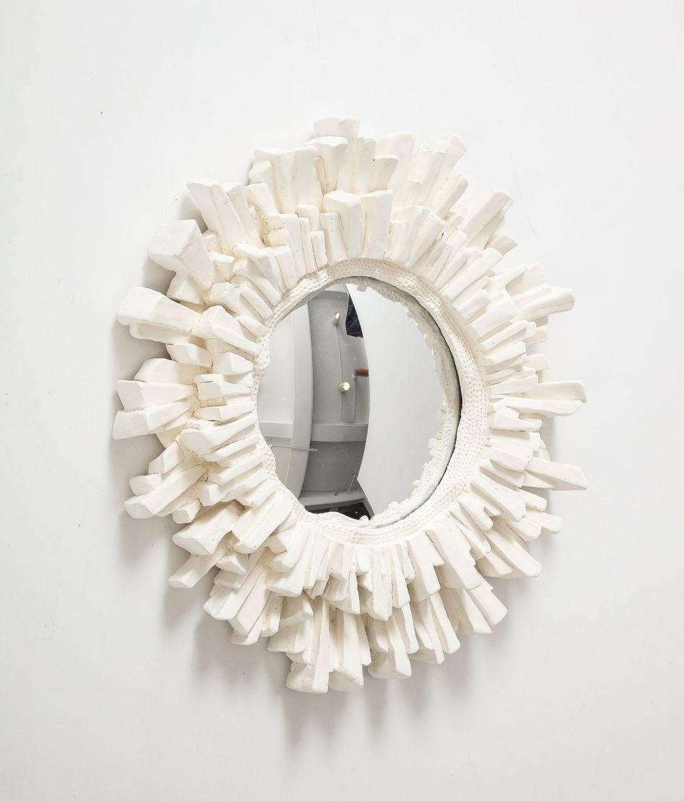 Contemporary Carved Plaster Mirror