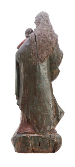 A Carved Polychrome Painted Figure of the Virgin and Christ, 18th Century